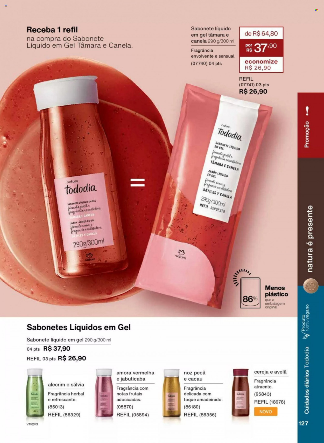 thumbnail - Folheto Natura - Produtos em promoção - sabonete, sabonete liquido. Página 127.