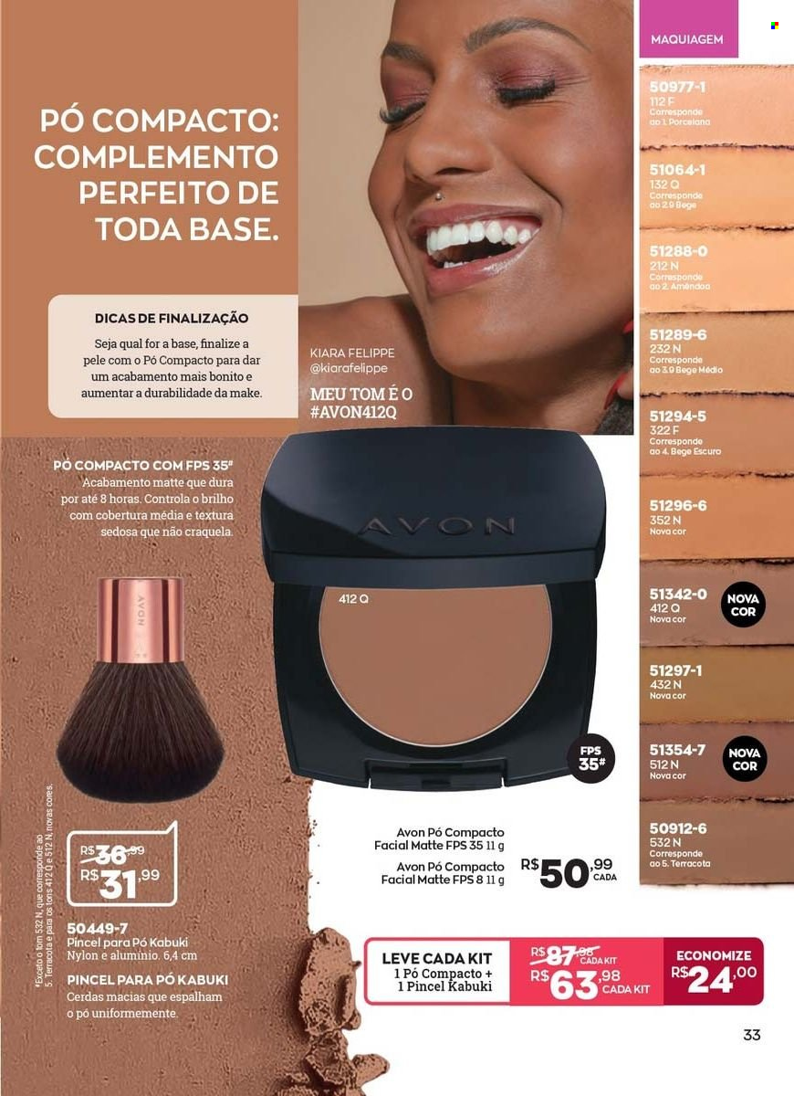 thumbnail - Folheto Avon - Produtos em promoção - Avon, pó compacto, maquiagem. Página 29.