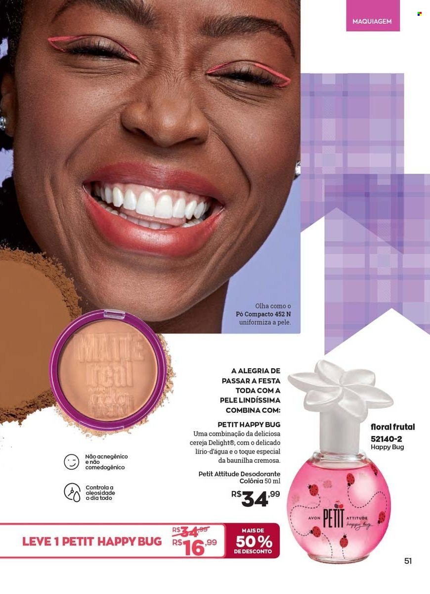 thumbnail - Folheto Avon - Produtos em promoção - Avon, pó compacto, maquiagem, desodorante, antitranspirante. Página 47.