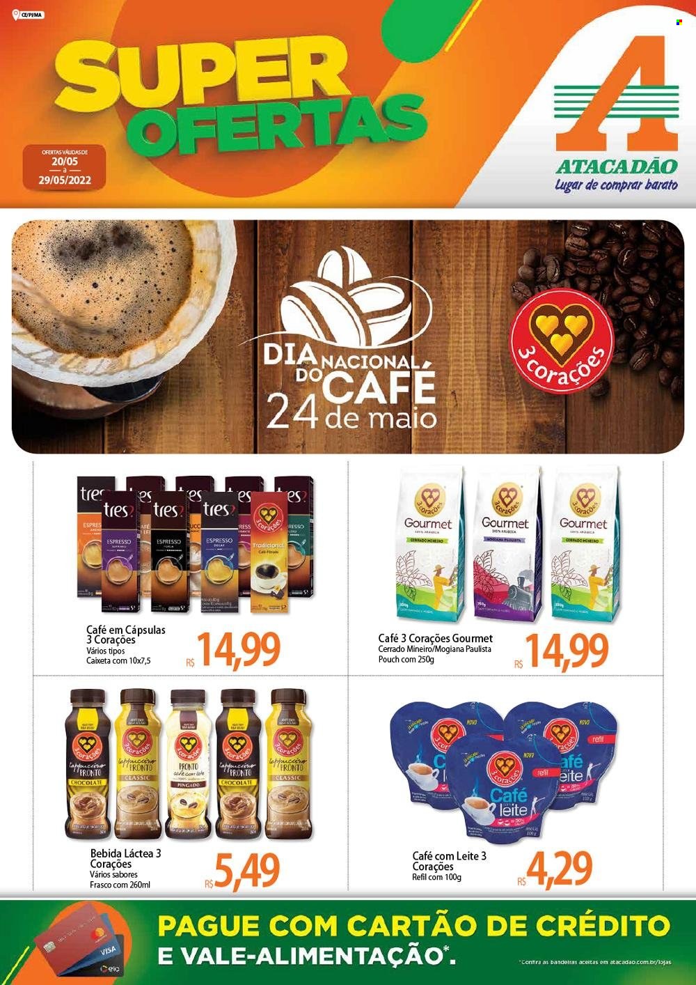 thumbnail - Folheto Atacadão - 20/05/2022 - 29/05/2022 - Produtos em promoção - bebida lactea, bebida, café, cápsulas de café. Página 1.