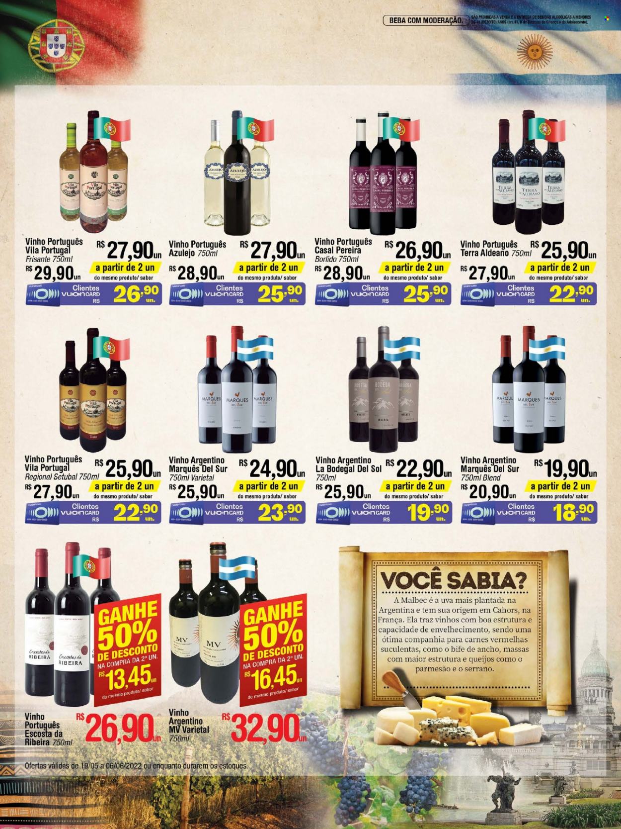 thumbnail - Folheto Fort Atacadista - 19/05/2022 - 06/06/2022 - Produtos em promoção - uva, bife, vinho, vinho argentino, vinho português, vinho tinto, malbec. Página 12.