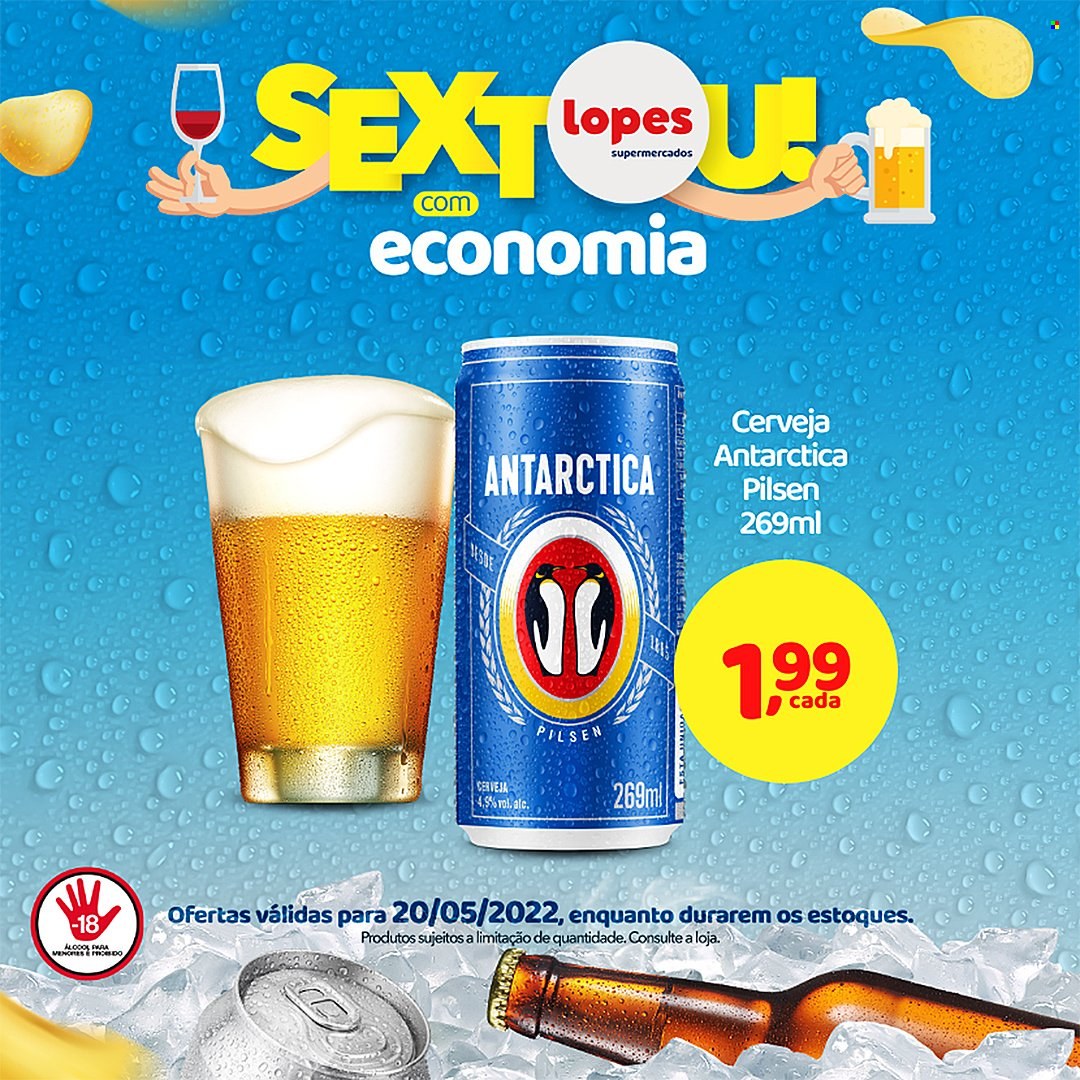 thumbnail - Folheto Lopes Supermercados - 20/05/2022 - 20/05/2022 - Produtos em promoção - Antárctica, cerveja. Página 5.
