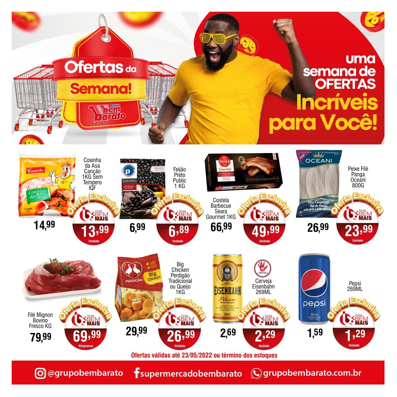 thumbnail - Folheto Supermercado Bem Barato - 17/05/2022 - 23/05/2022.