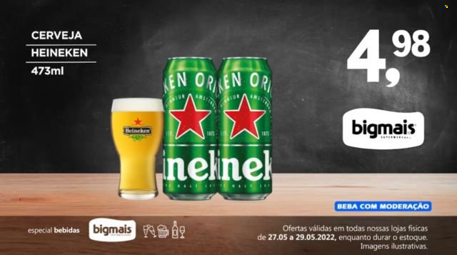 thumbnail - Folheto Big Mais Supermercados - 27/05/2022 - 29/05/2022 - Produtos em promoção - Heineken, cerveja. Página 1.