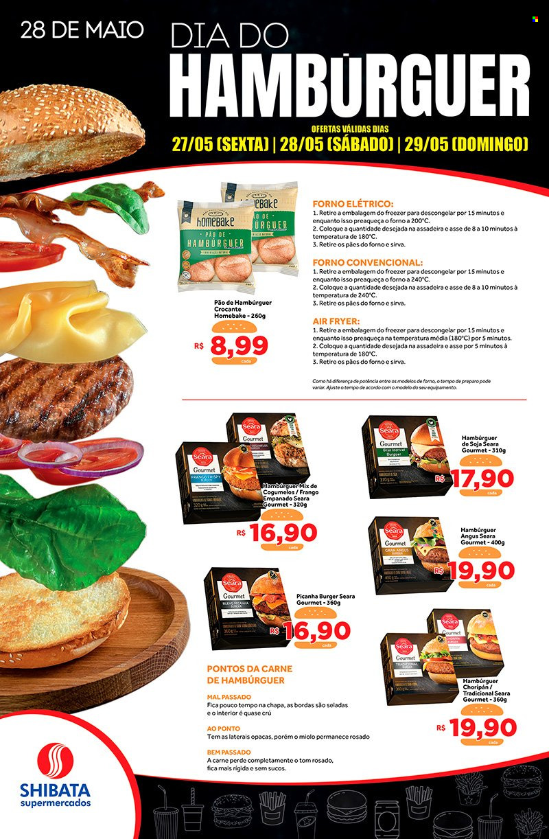 thumbnail - Folheto Shibata Supermercados - 27/05/2022 - 29/05/2022 - Produtos em promoção - picanha, pão, cogumelo, assadeira. Página 1.