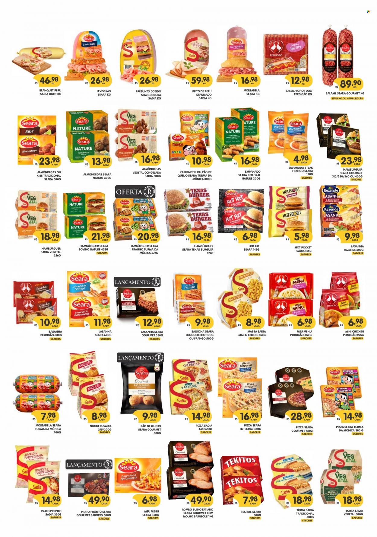 thumbnail - Folheto Supermercados Real - 16/06/2022 - 30/06/2022 - Produtos em promoção - picanha, lombo, pão de queijo, pão, peito de peru, perú, Perdigão, steak, kibe, almôndegas, lasanha, prato pronto, nuggets, salsicha, molho barbecue. Página 3.