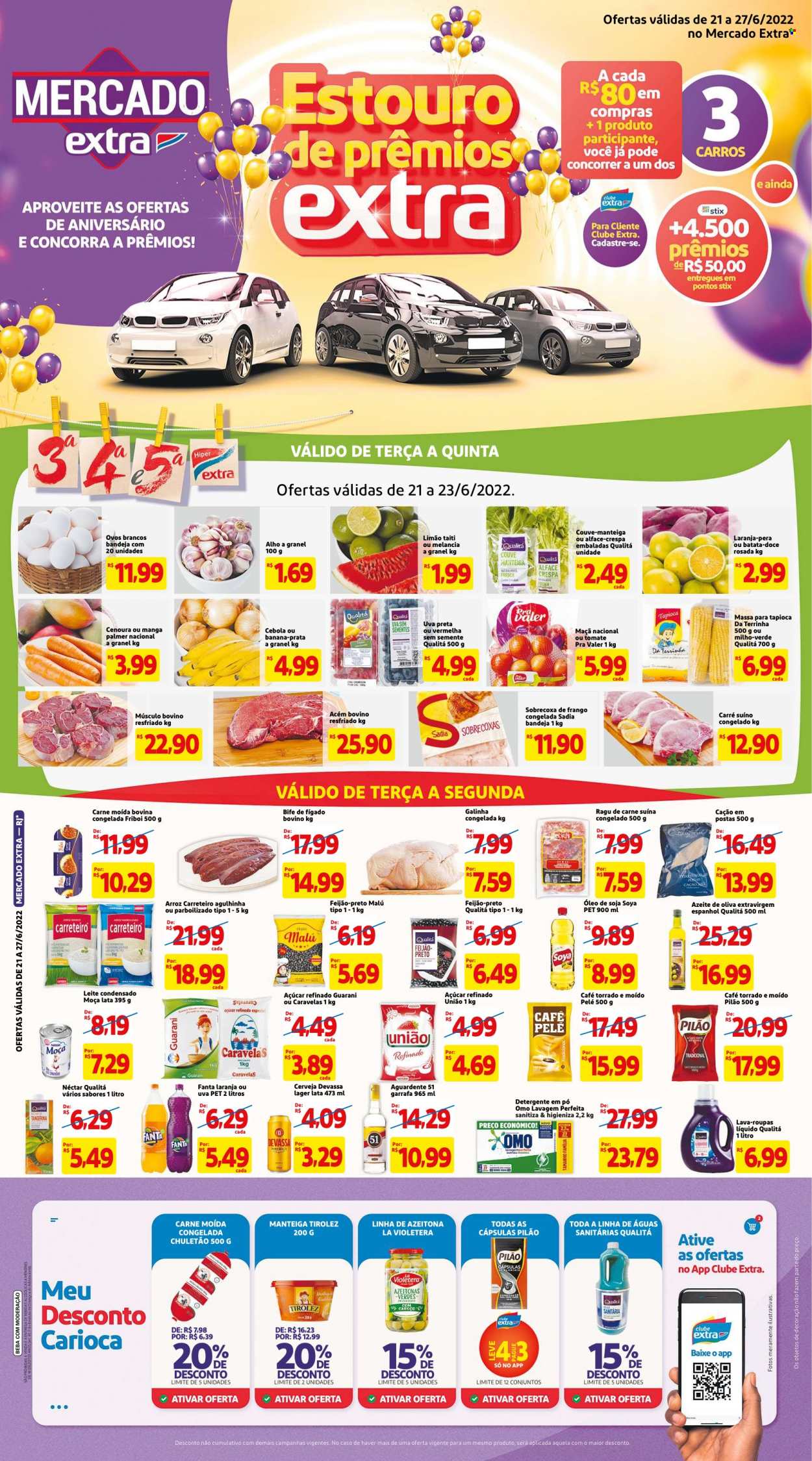 Folheto Mercado Extra - 21/06/2022 - 27/06/2022. Página 1