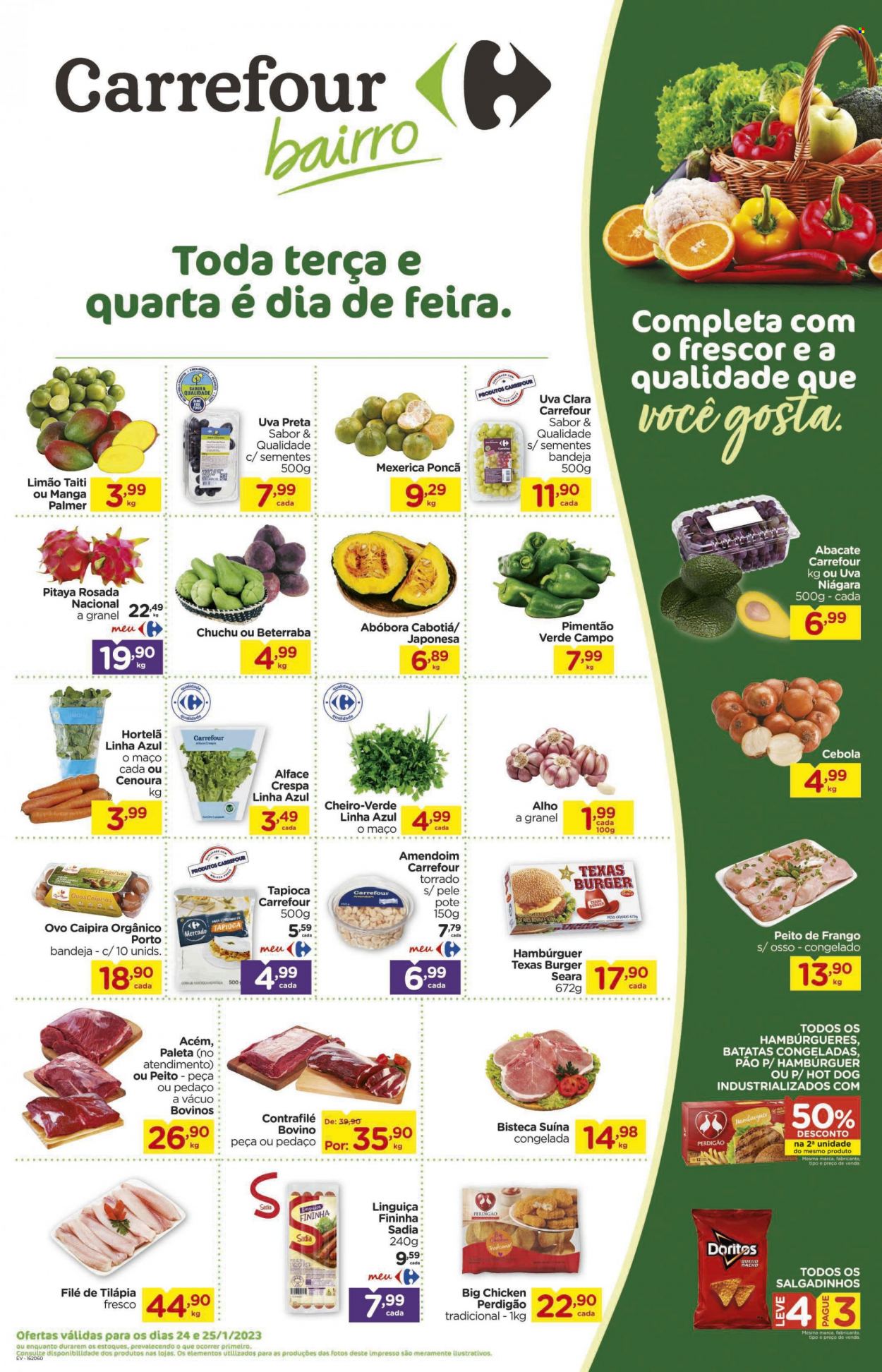 Folheto Carrefour Bairro - 24/01/2023 - 25/01/2023. Página 1