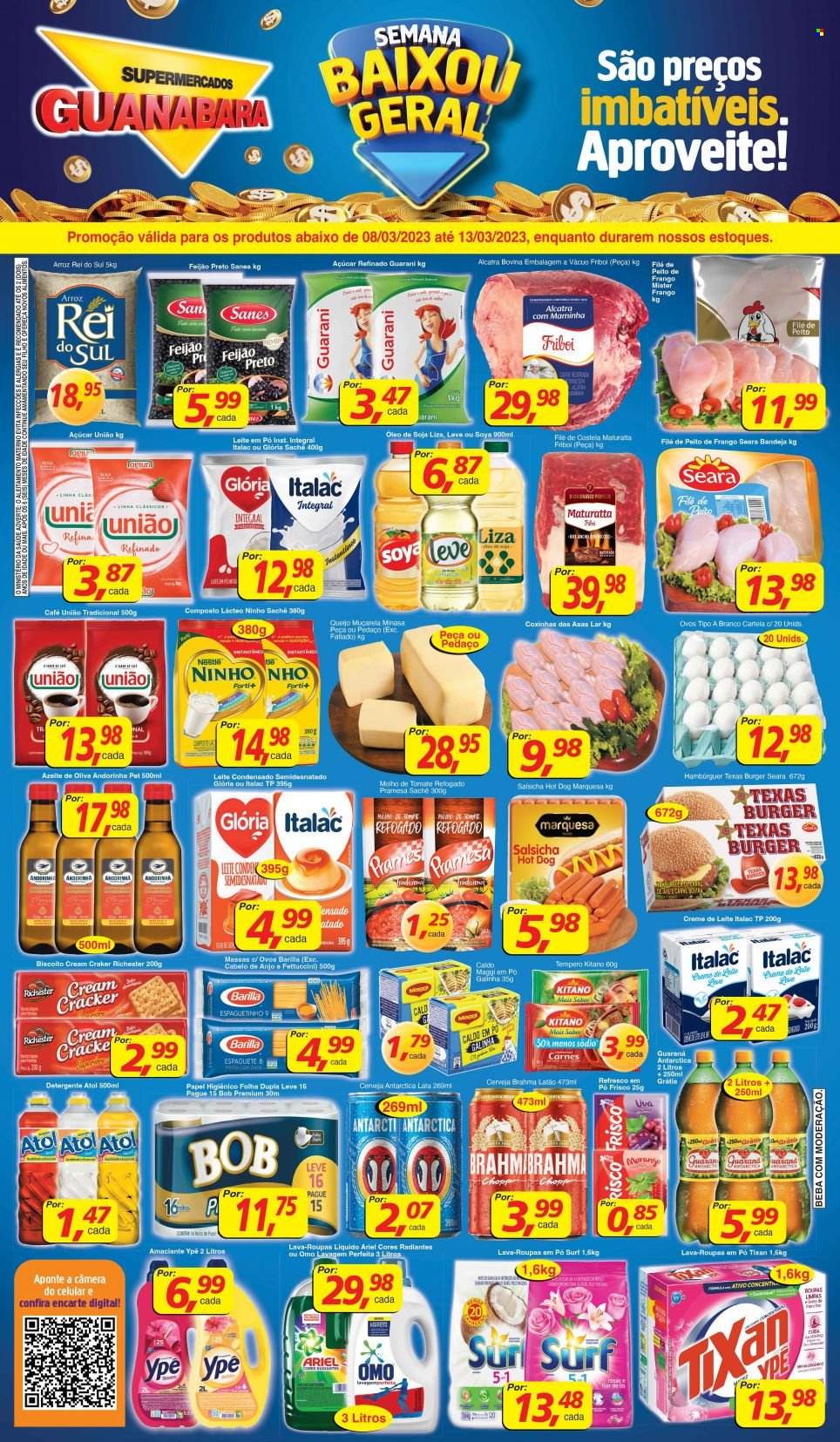 Folheto Supermercados Guanabara - 08/03/2023 - 13/03/2023. Página 1