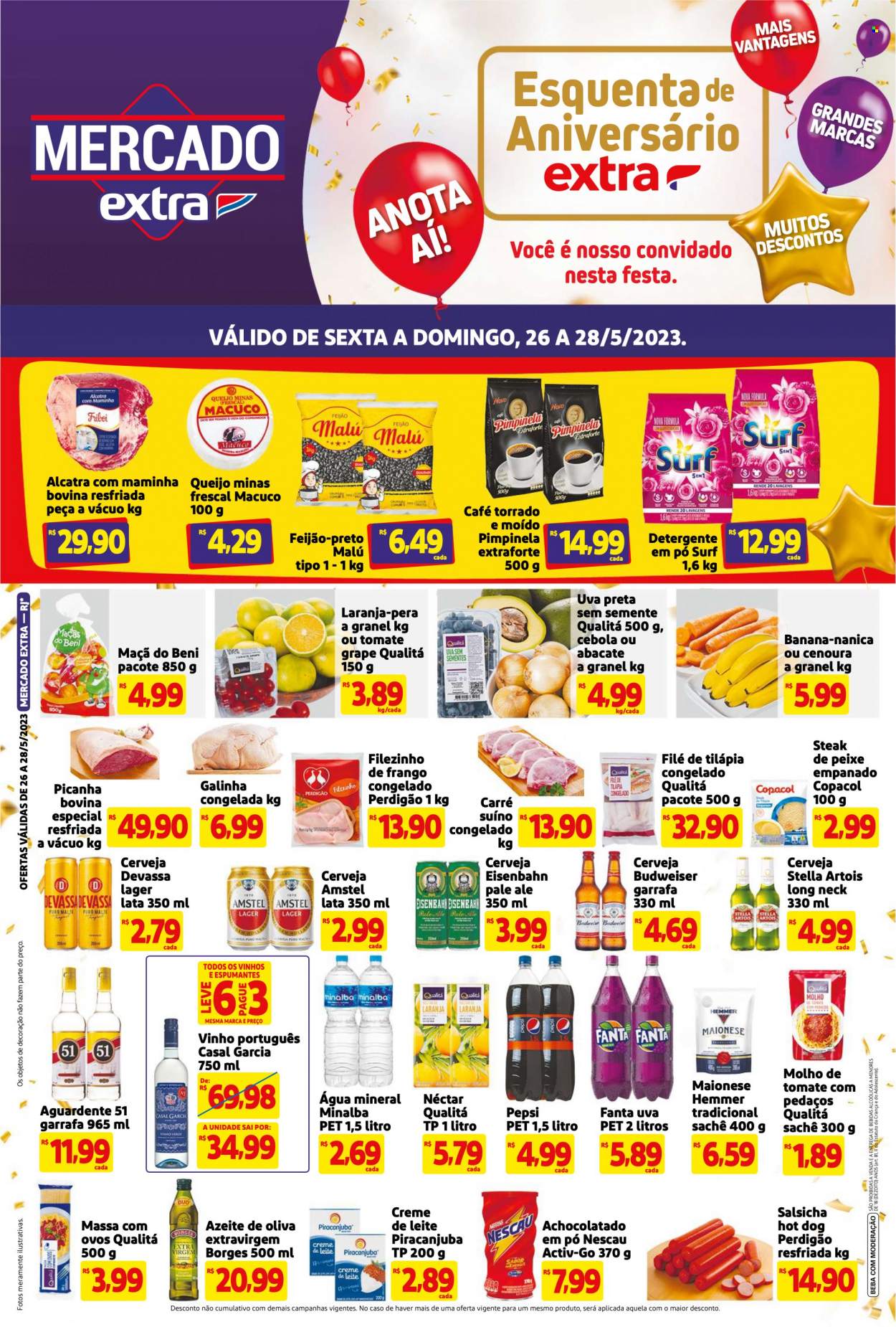 Folheto Mercado Extra - 26/05/2023 - 28/05/2023. Página 1