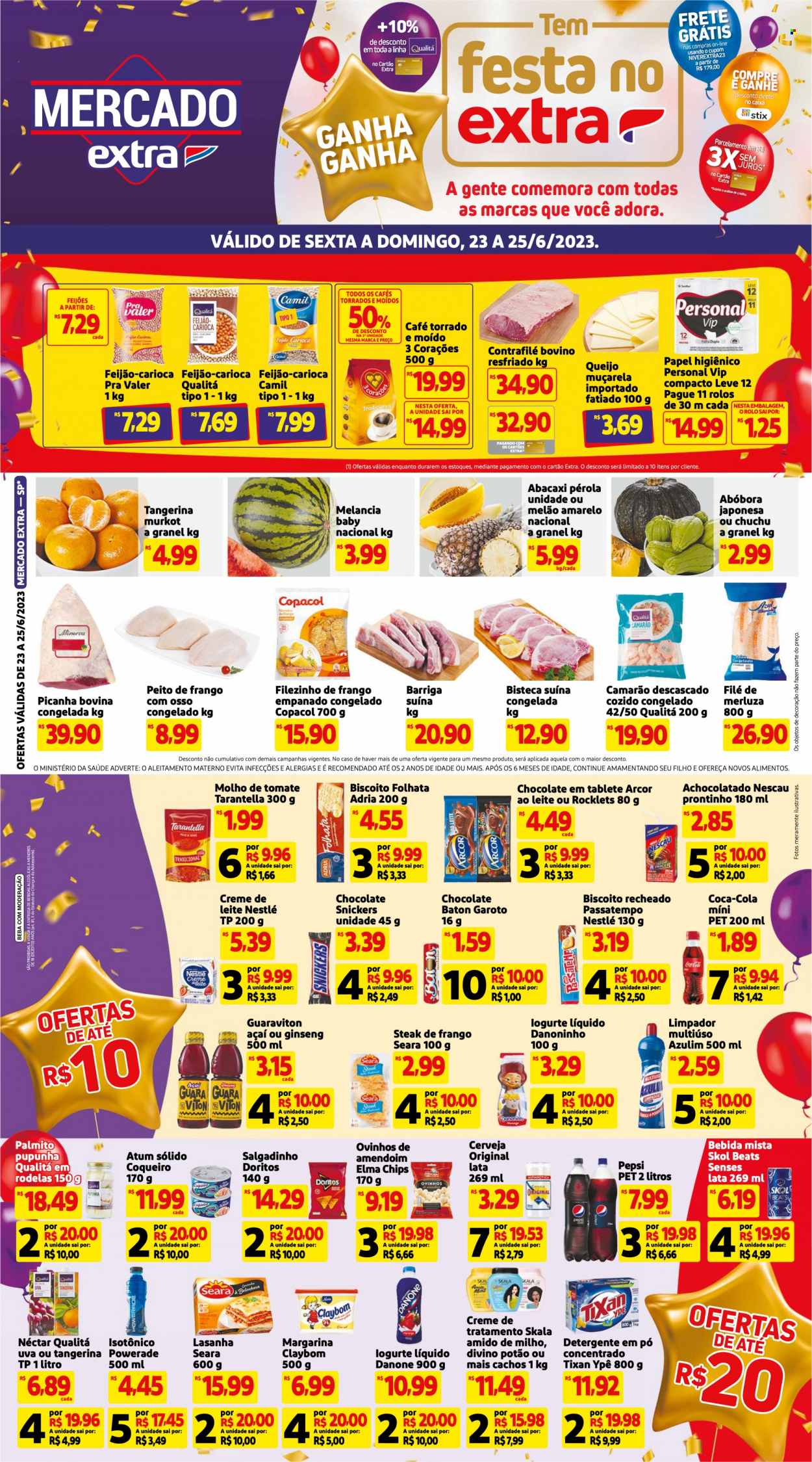 Folheto Mercado Extra - 23/06/2023 - 25/06/2023. Página 1