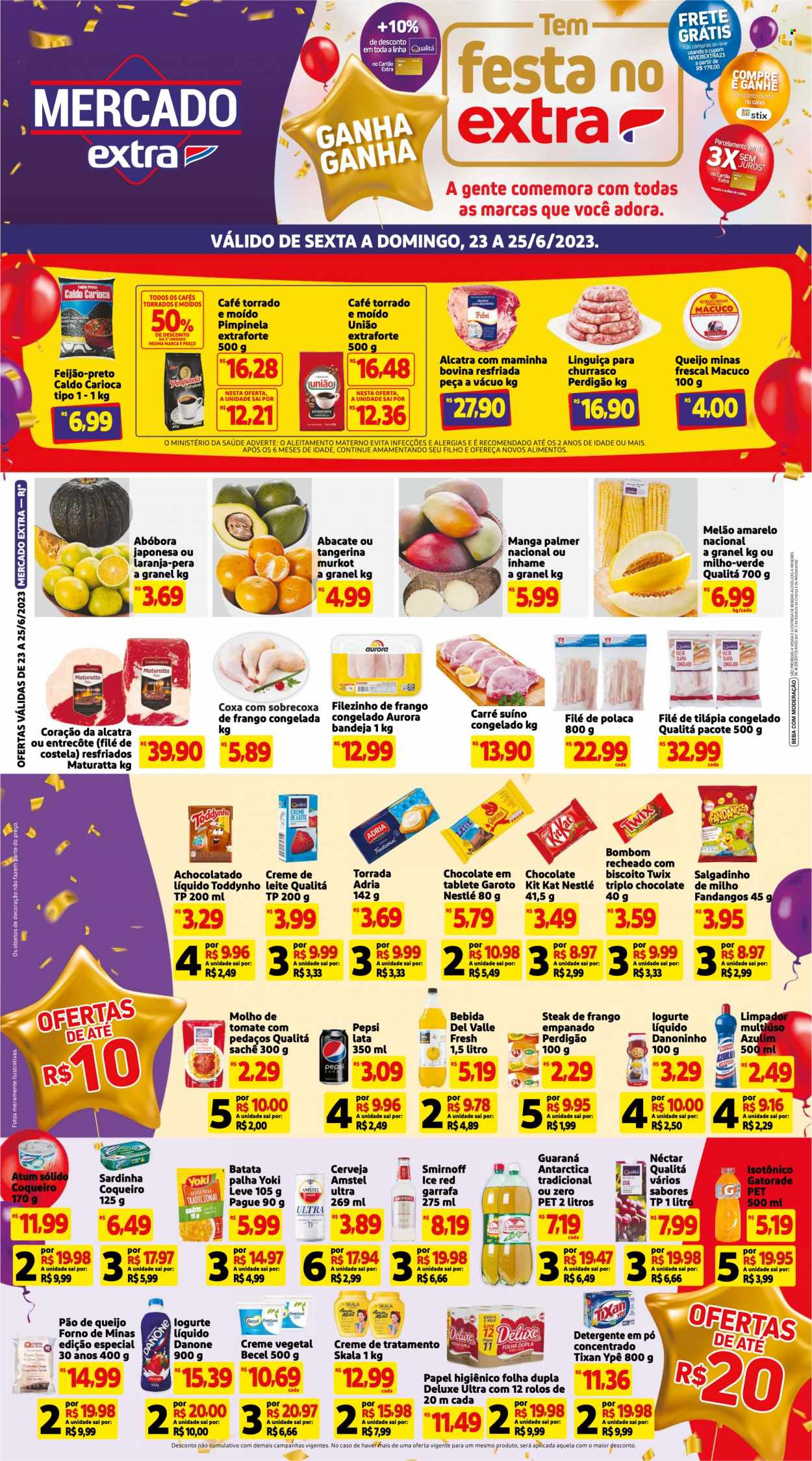 Folheto Mercado Extra - 23/06/2023 - 25/06/2023. Página 1