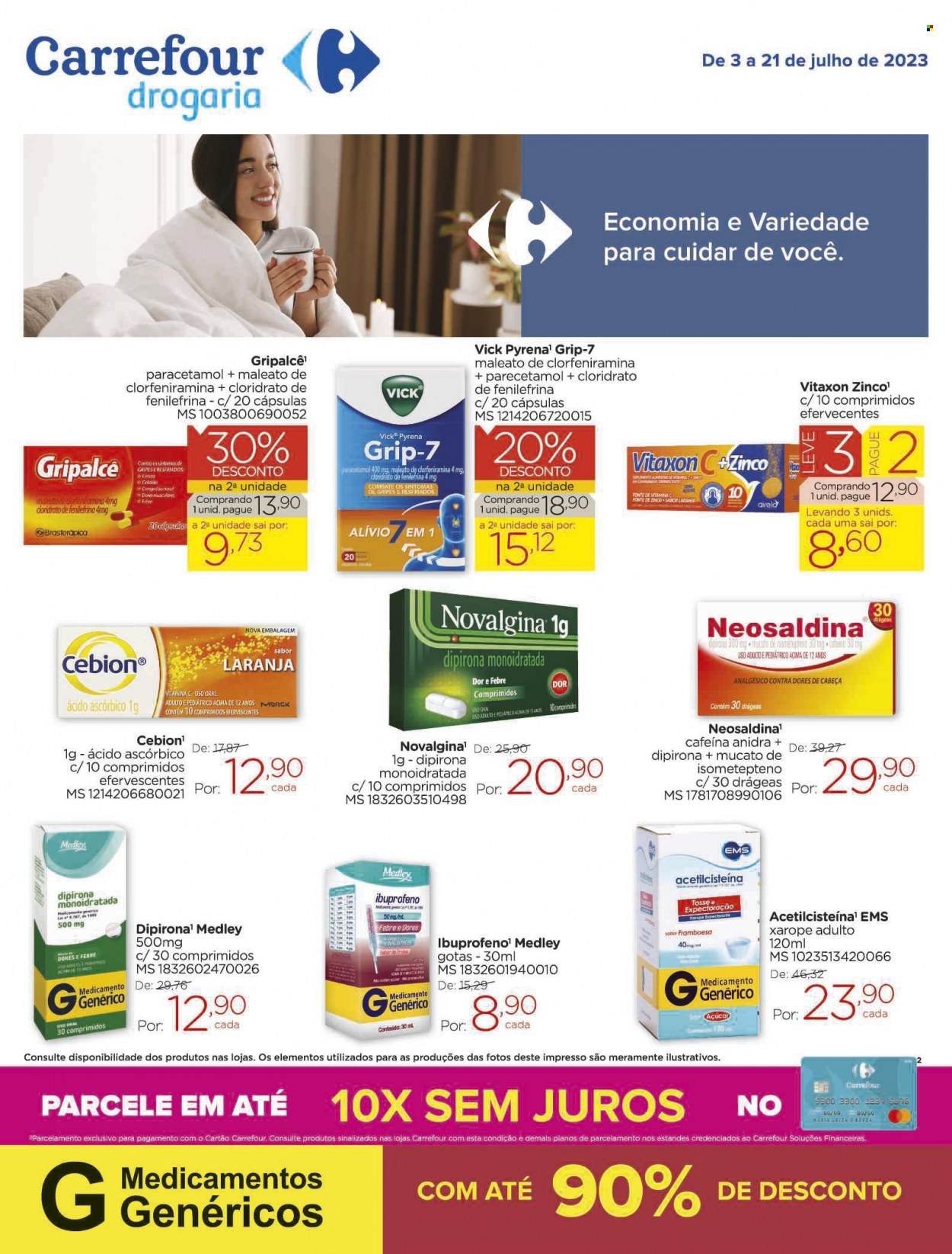 Folheto Carrefour Drogaria - 01/07/2023 - 31/07/2023. Página 1