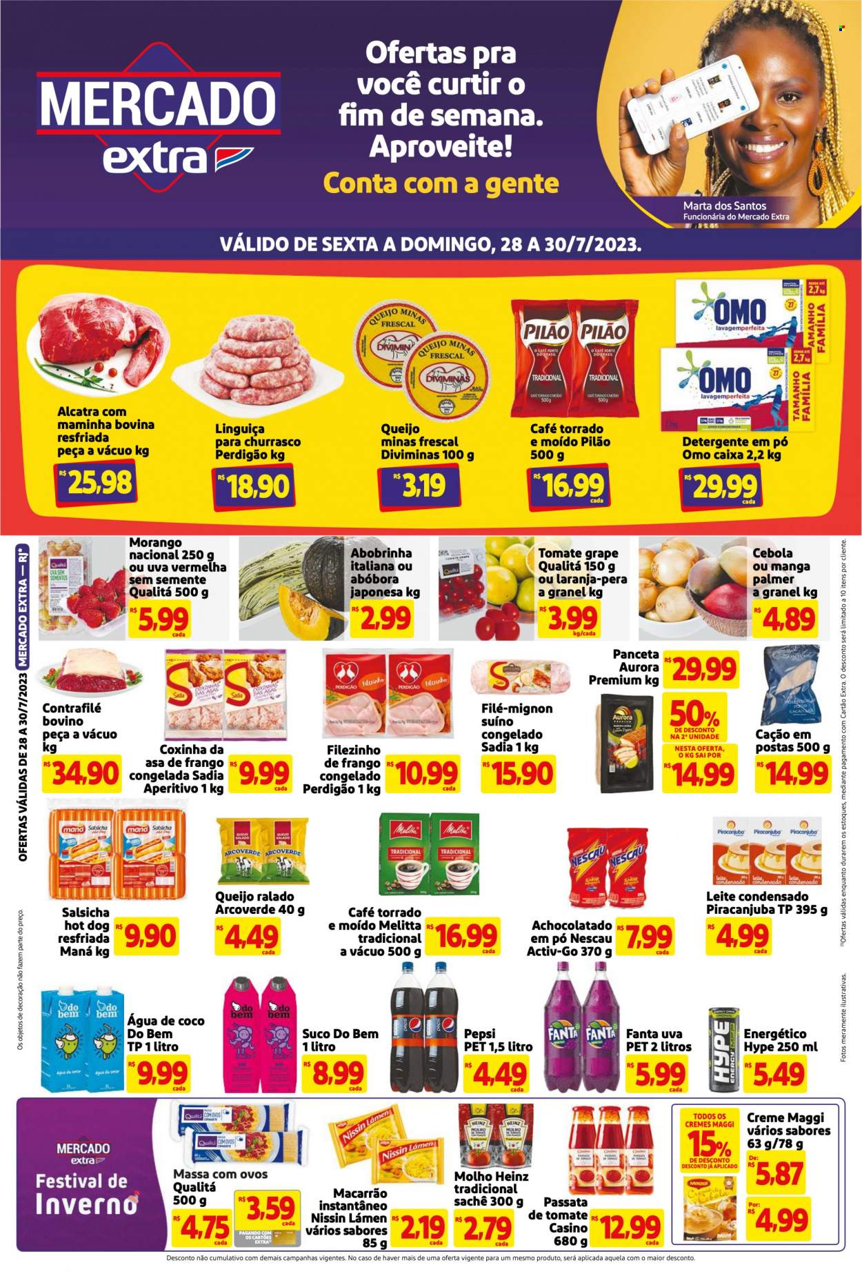 Folheto Mercado Extra - 28/07/2023 - 30/07/2023. Página 1