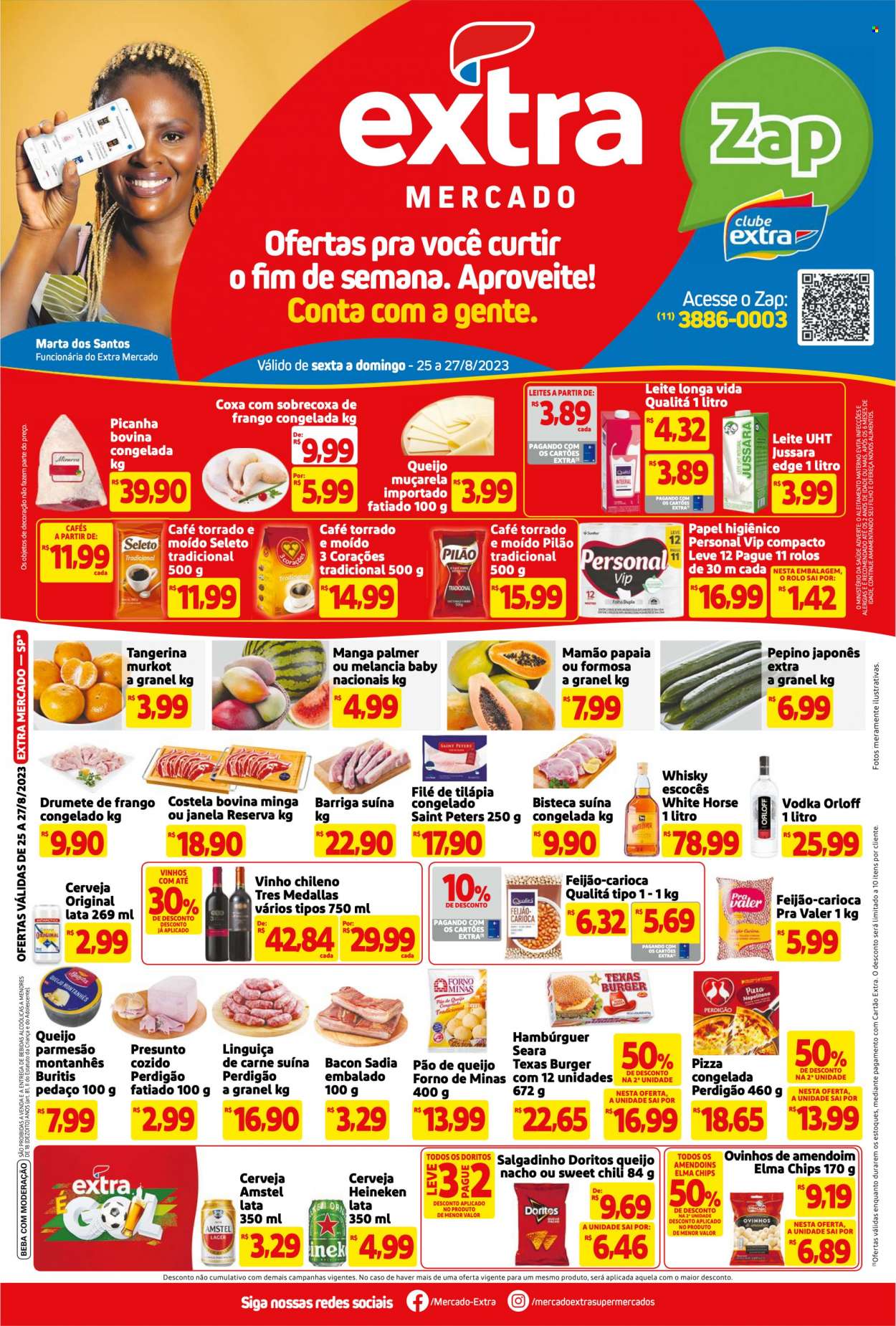 Folheto Mercado Extra - 25/08/2023 - 27/08/2023. Página 1