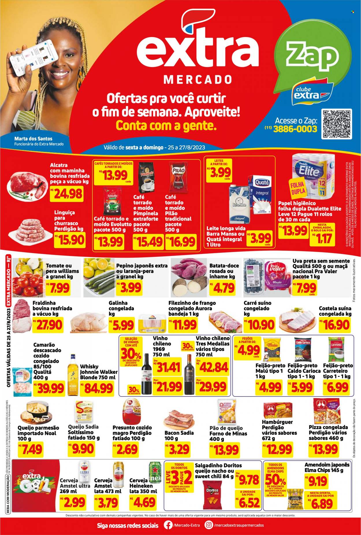 Folheto Mercado Extra - 25/08/2023 - 27/08/2023. Página 1