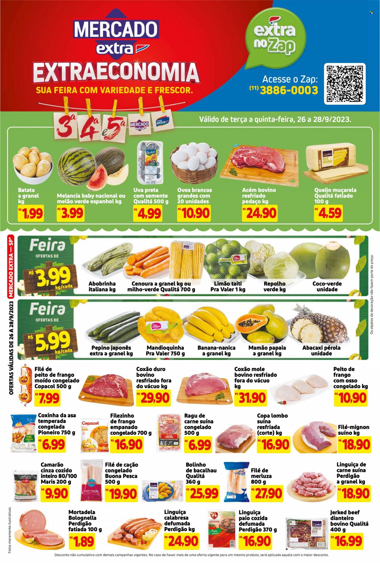 Folheto Mercado Extra - 26/09/2023 - 28/09/2023. Página 1