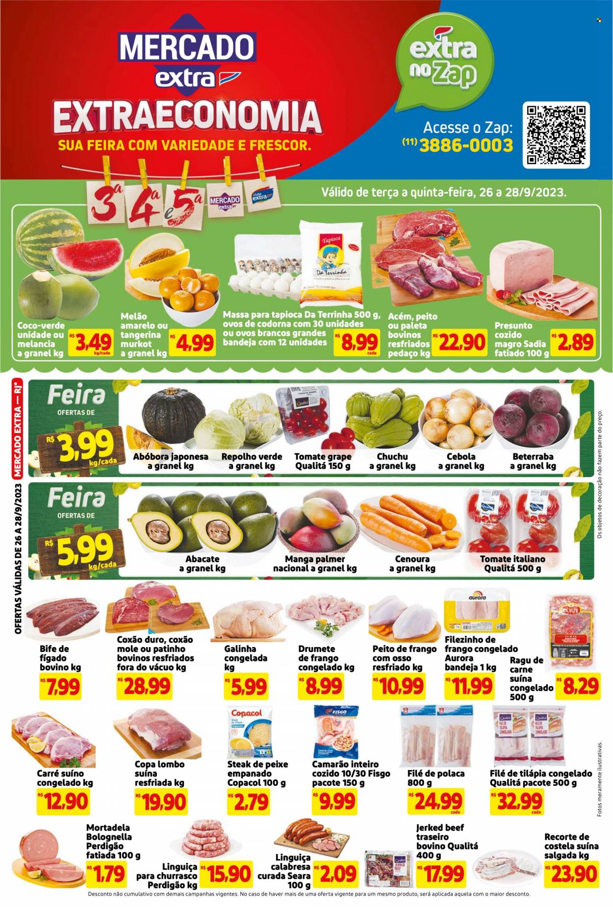 Folheto Mercado Extra - 26/09/2023 - 28/09/2023. Página 1
