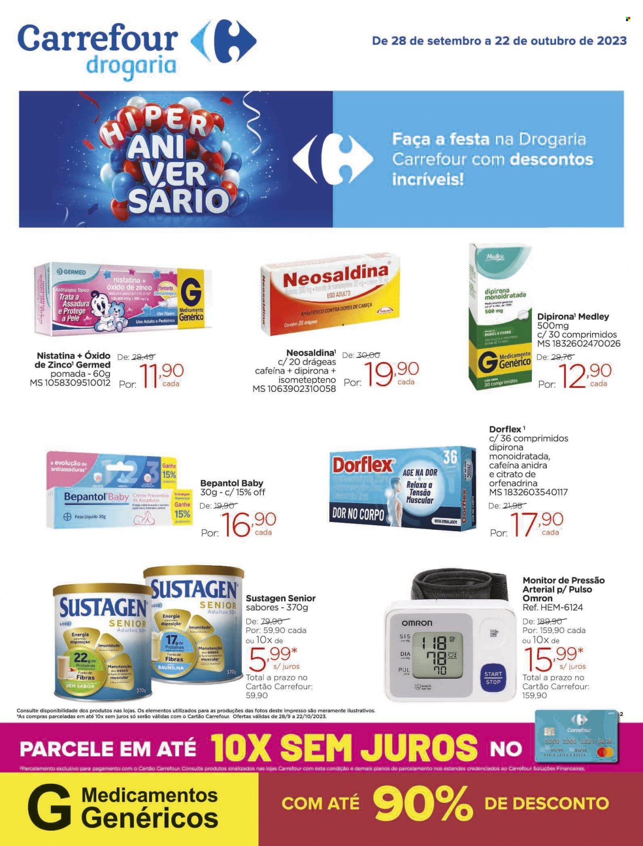 Folheto Carrefour Drogaria - 28/09/2023 - 22/10/2023. Página 1