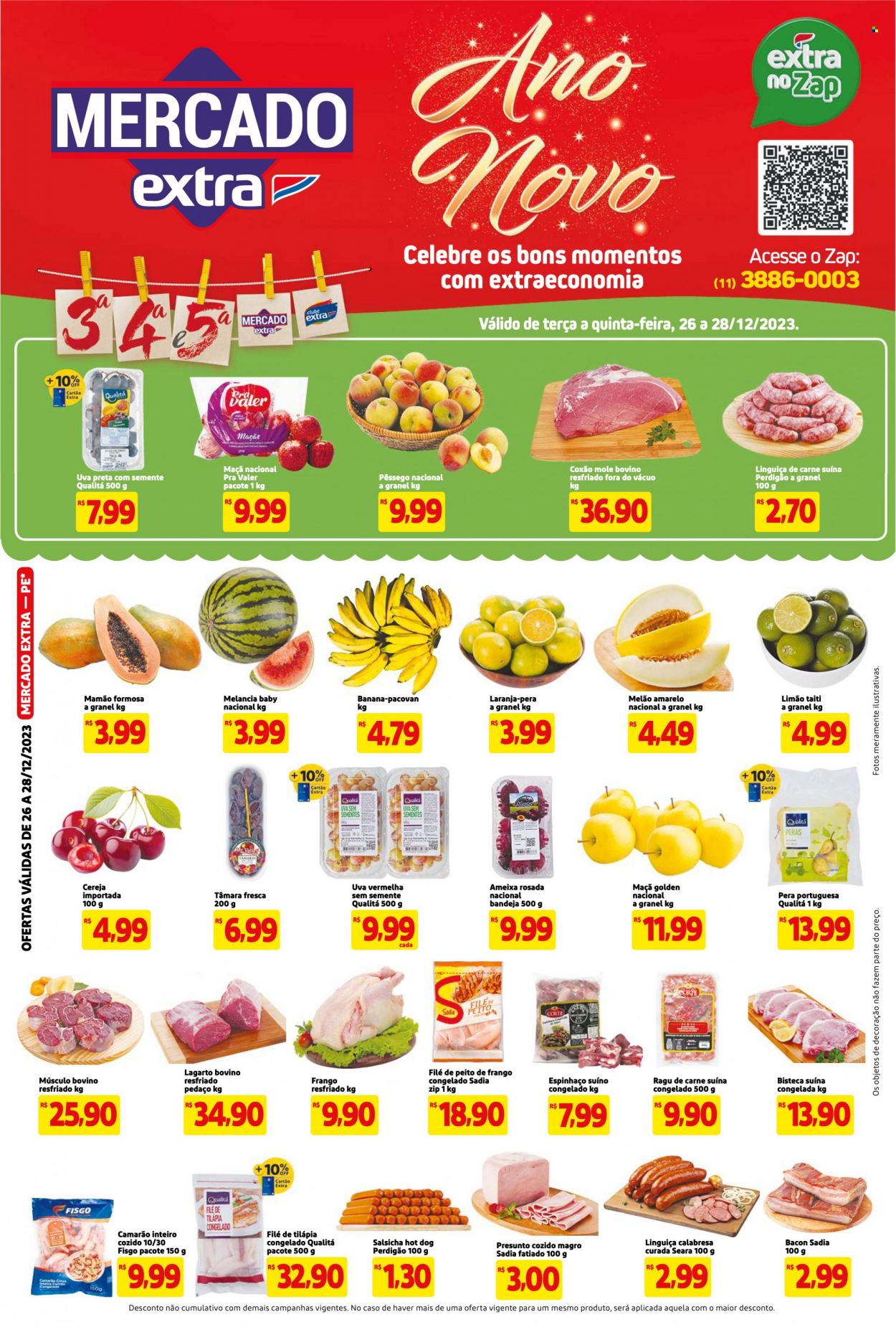 Folheto Mercado Extra - 26/12/2023 - 28/12/2023. Página 1