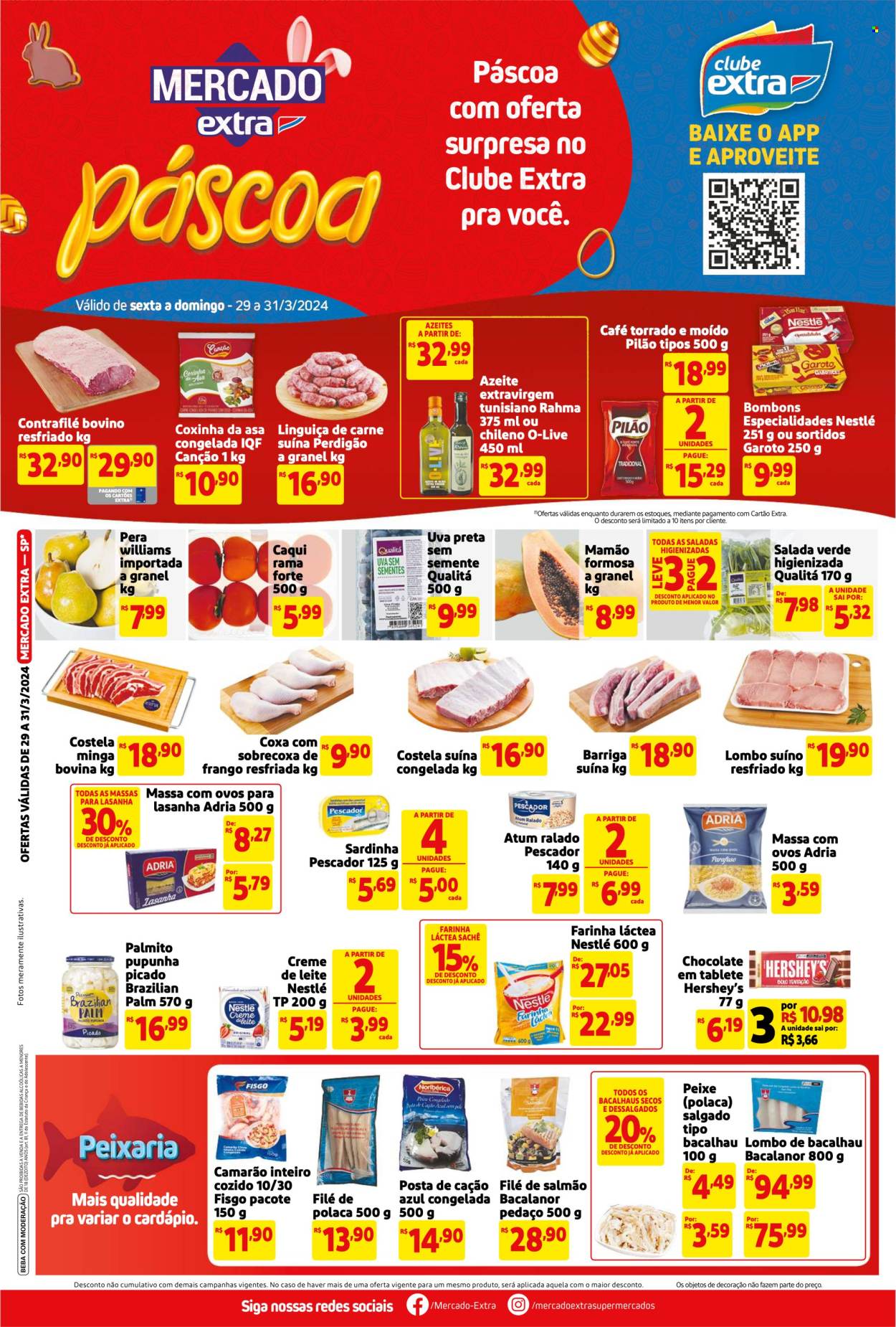 Folheto Mercado Extra - 29/03/2024 - 31/03/2024. Página 1