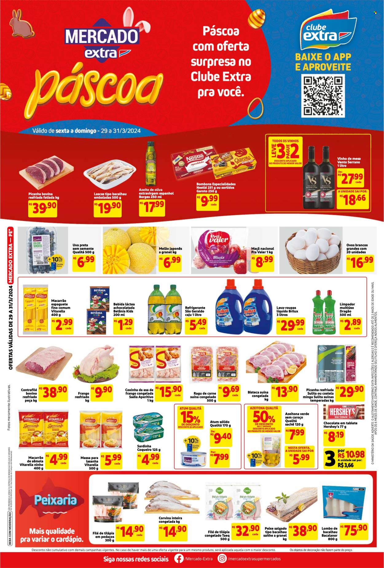 Folheto Mercado Extra - 29/03/2024 - 31/03/2024. Página 1
