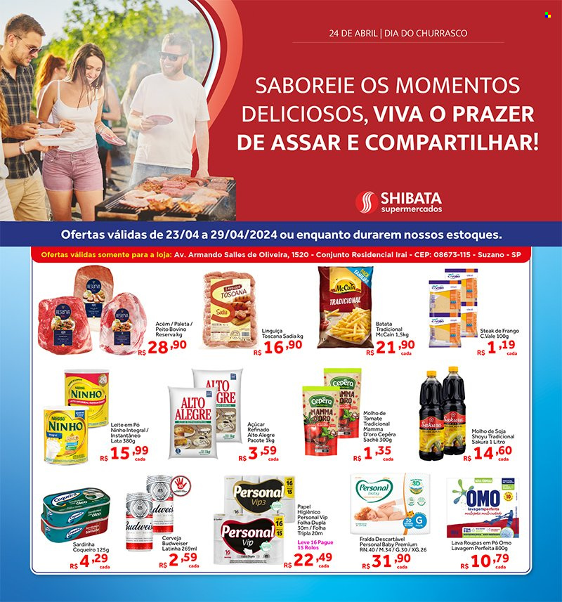 Folheto Shibata Supermercados - 23/04/2024 - 29/04/2024. Página 1