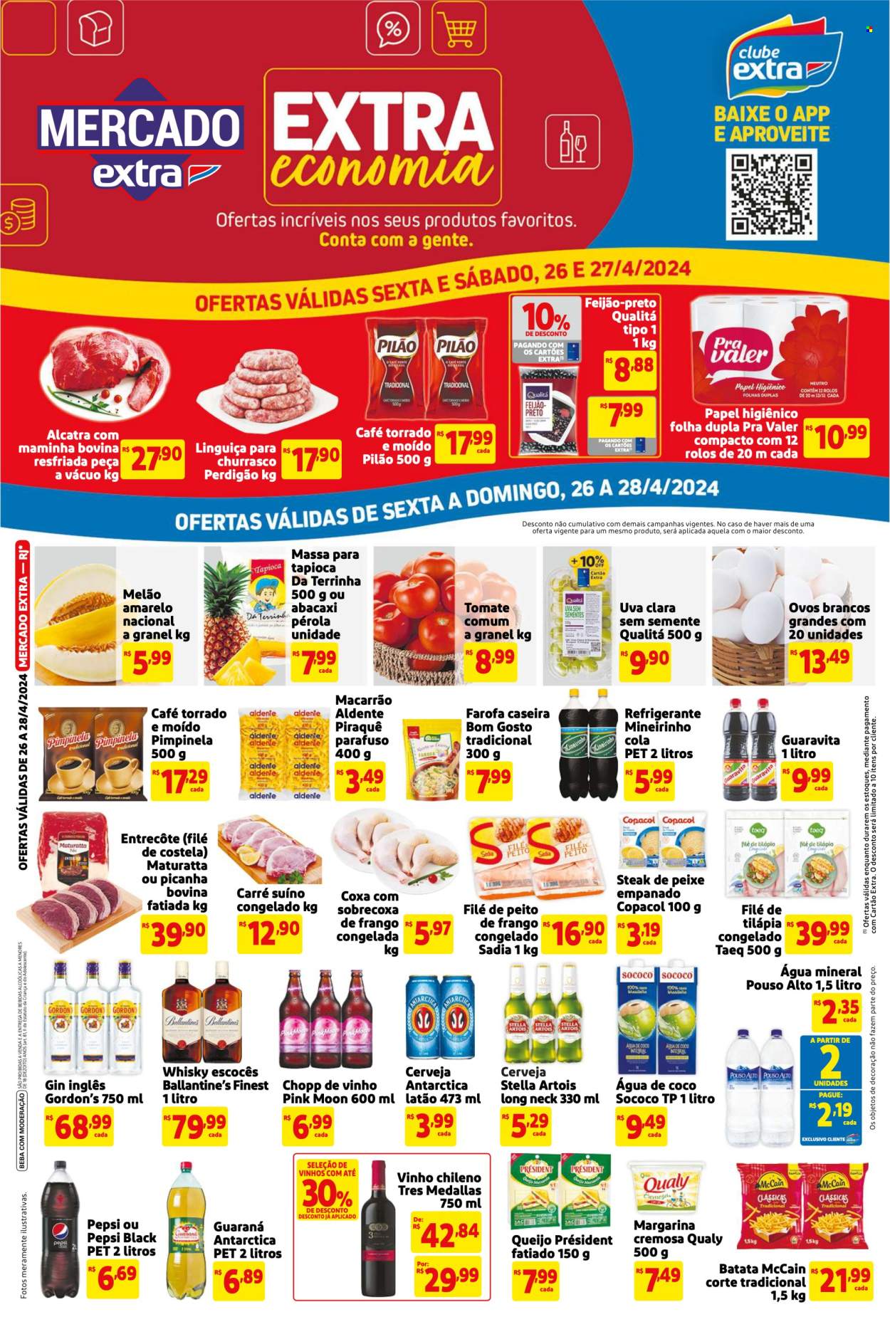 Folheto Mercado Extra - 26/04/2024 - 28/04/2024. Página 1