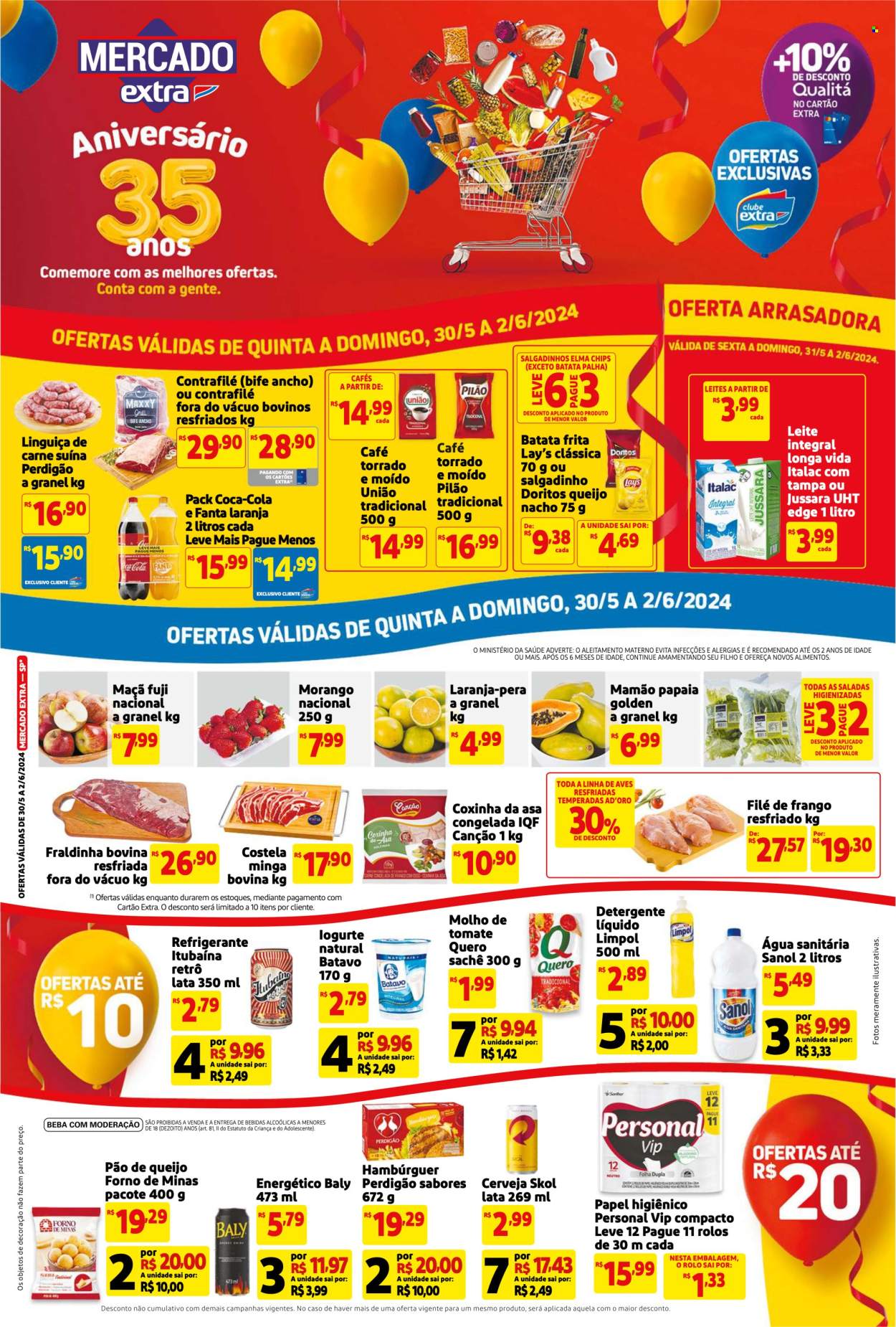 Folheto Mercado Extra - 30/05/2024 - 02/06/2024. Página 1