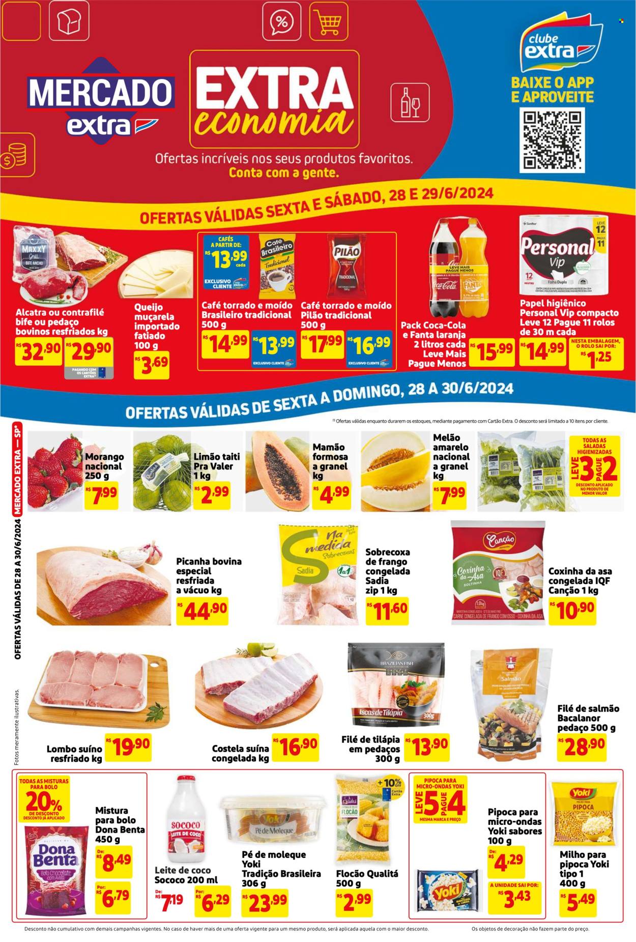 Folheto Mercado Extra - 28/06/2024 - 30/06/2024. Página 1