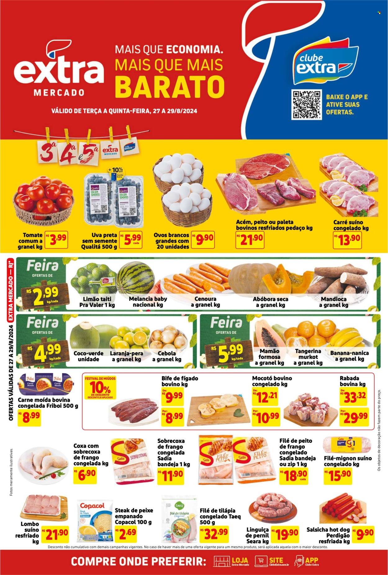 Folheto Mercado Extra - 27/08/2024 - 29/08/2024. Página 1