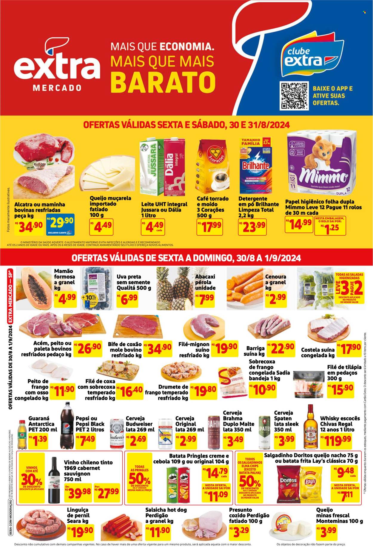 Folheto Mercado Extra - 30/08/2024 - 01/09/2024. Página 1