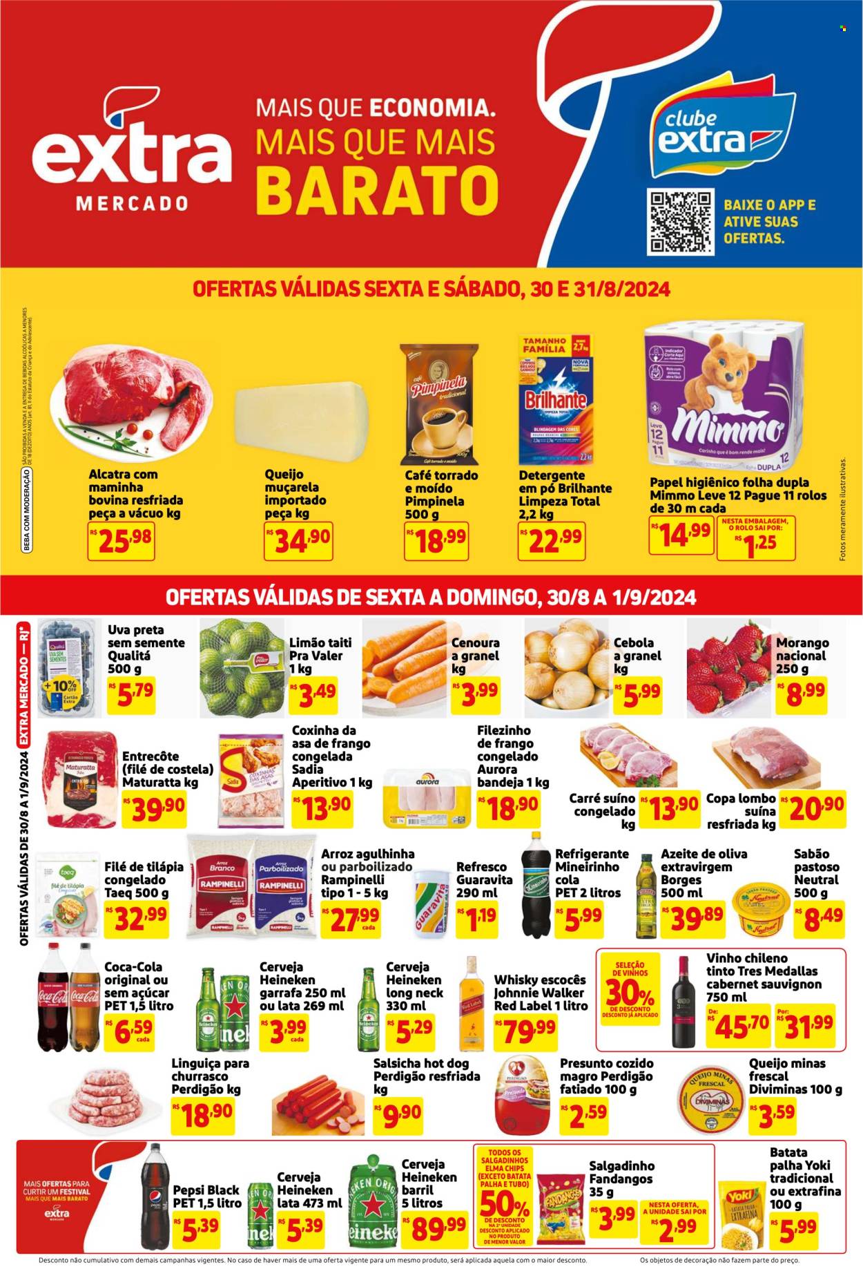 Folheto Mercado Extra - 30/08/2024 - 01/09/2024. Página 1