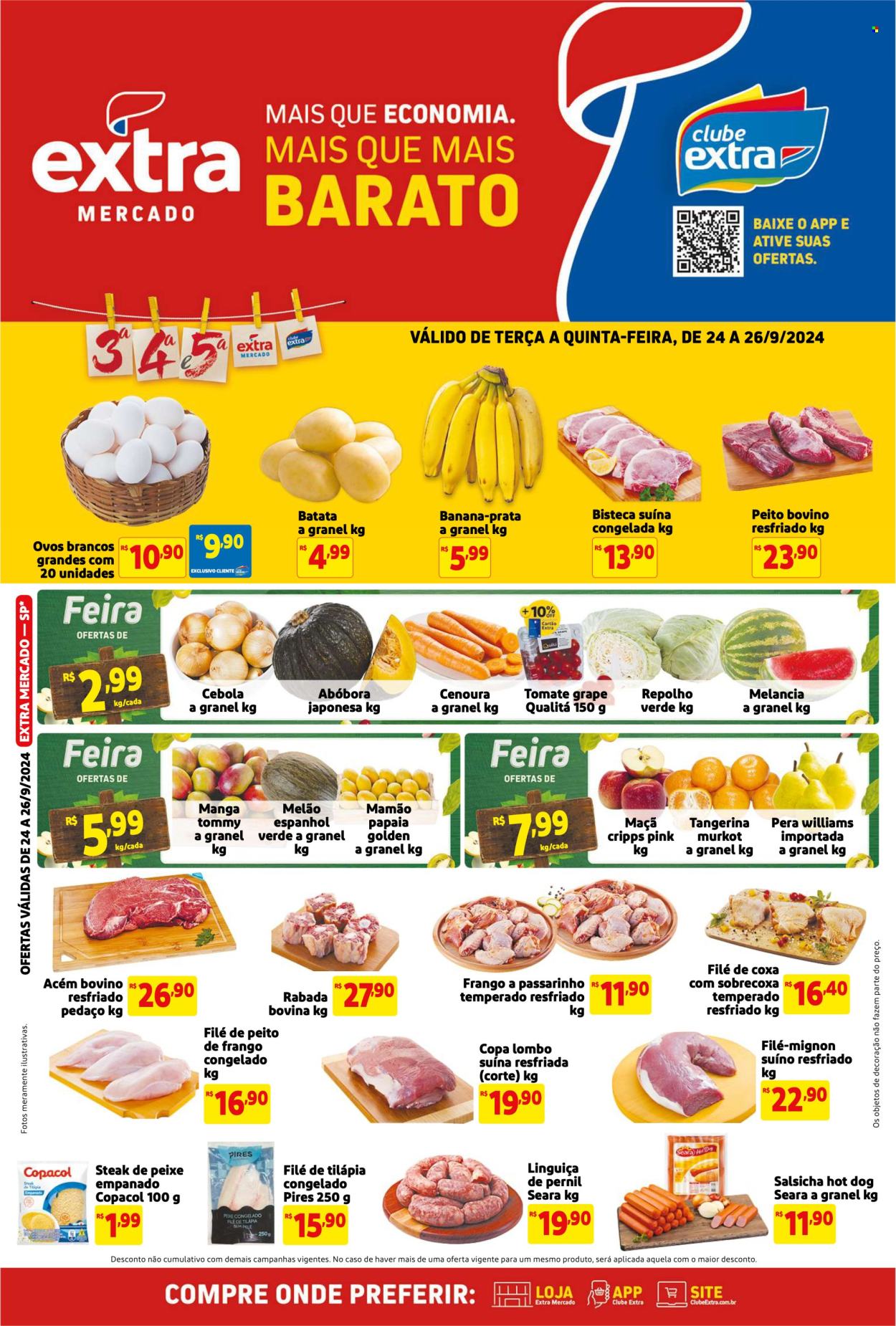 Folheto Mercado Extra - 24/09/2024 - 26/09/2024. Página 1