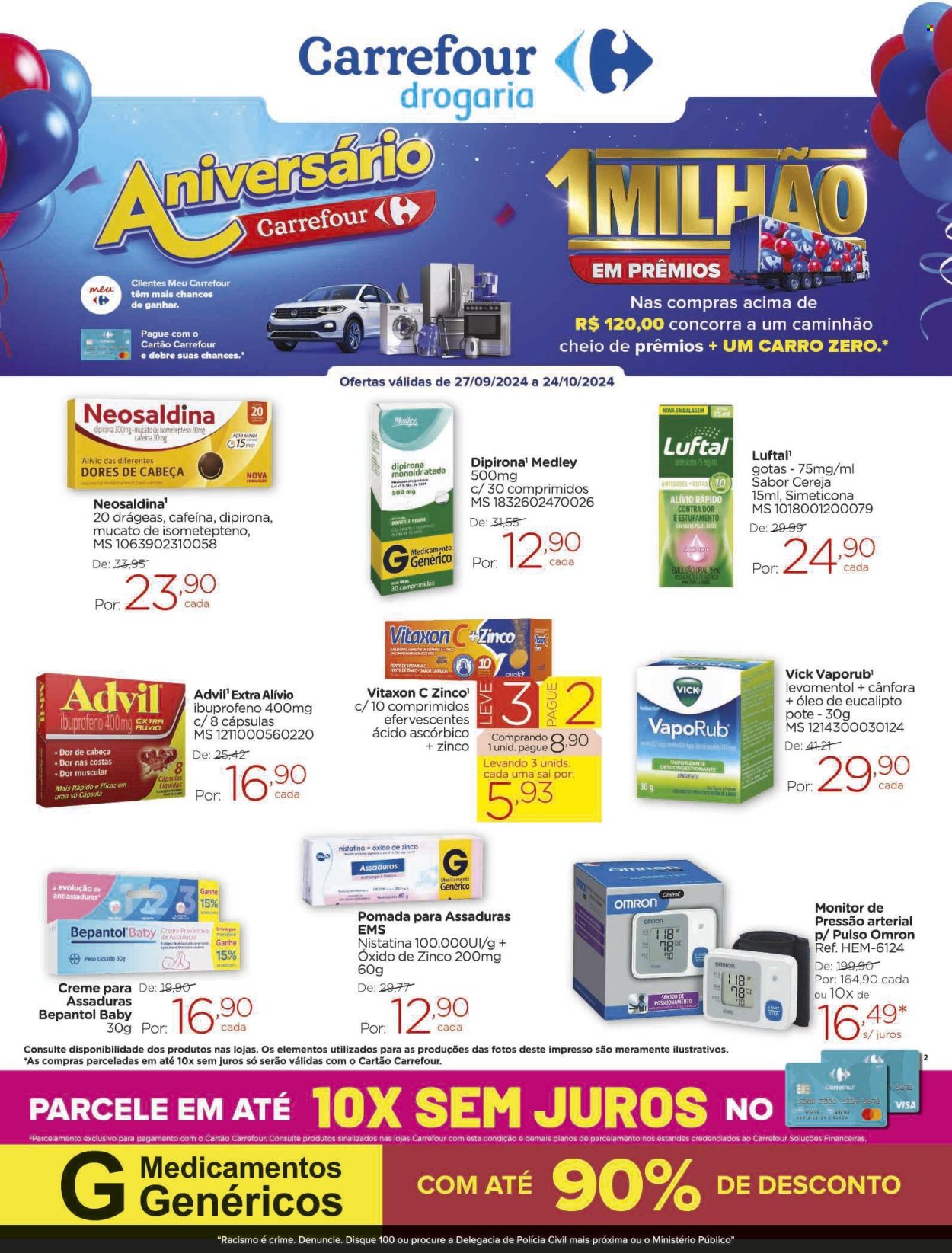 Folheto Carrefour Drogaria - 27/09/2024 - 24/10/2024. Página 1