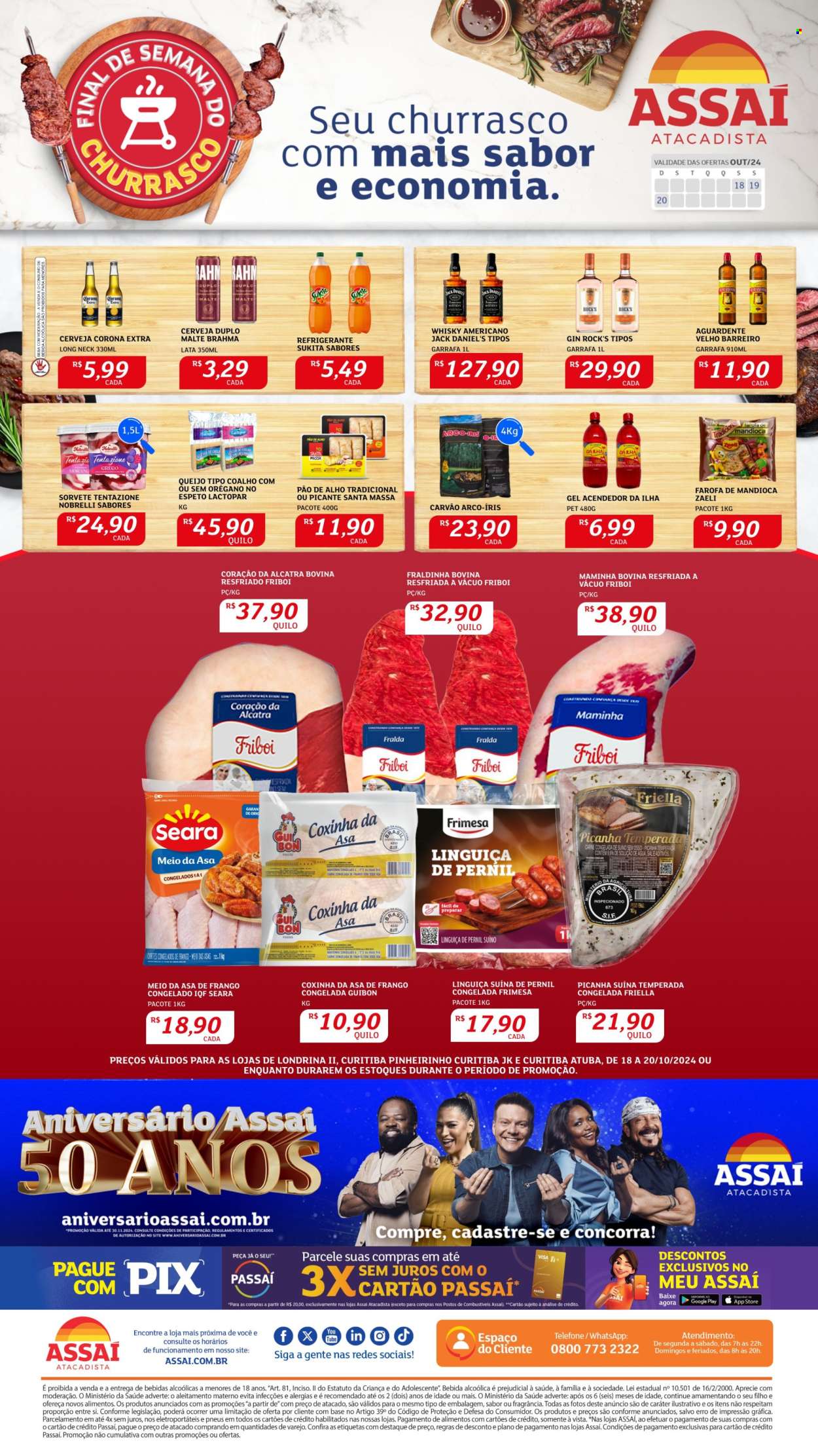 Folheto Assaí Atacadista - 18/10/2024 - 20/10/2024. Página 1