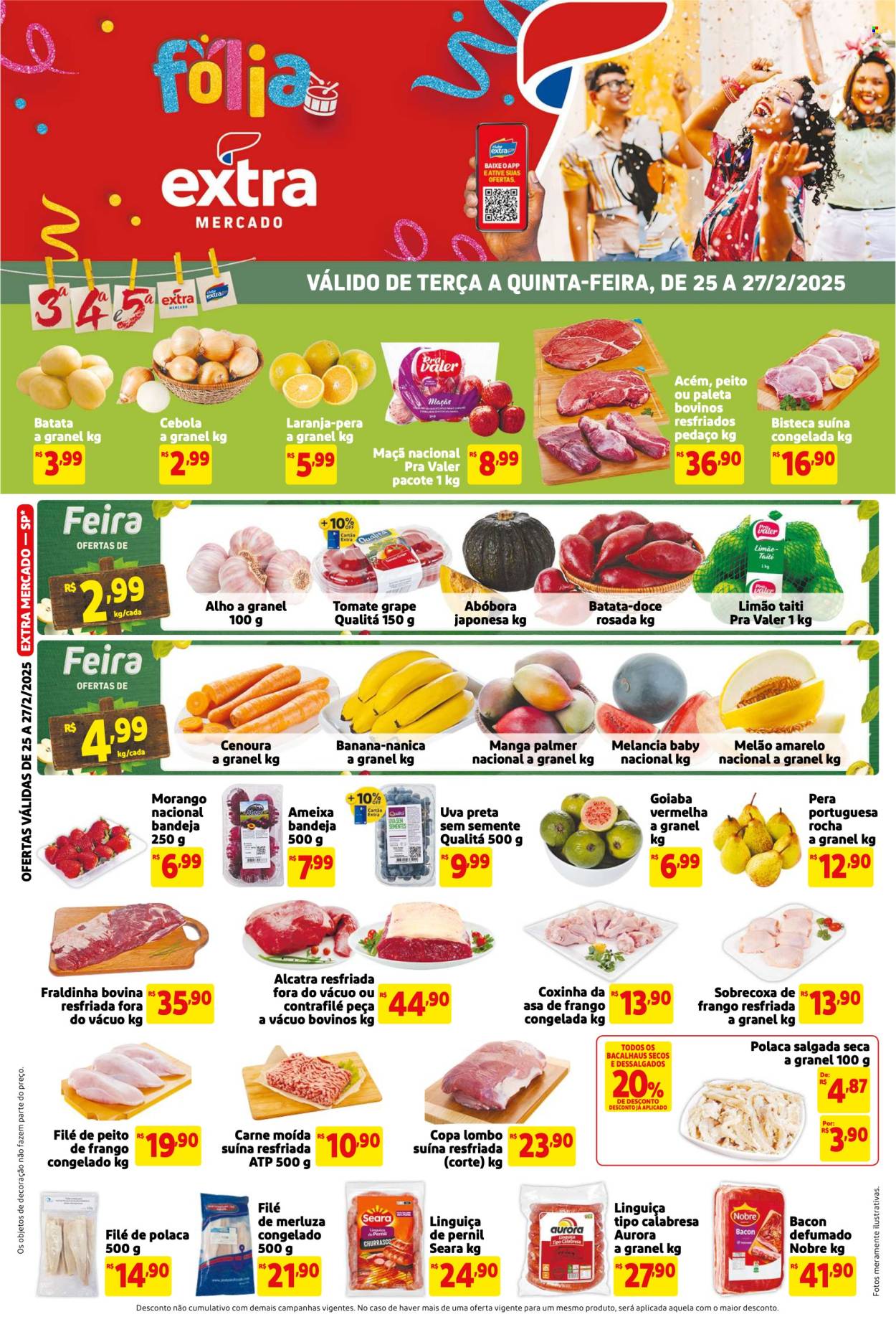 Folheto Mercado Extra - 25/02/2025 - 27/02/2025. Página 1