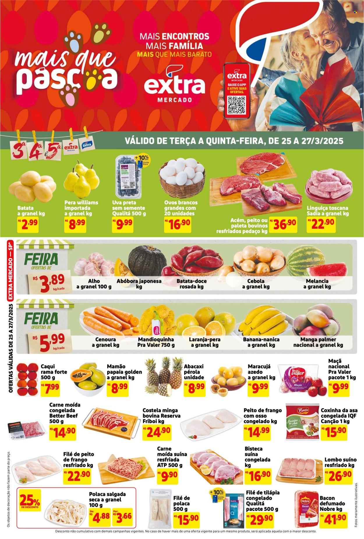 Folheto Mercado Extra - 25/03/2025 - 27/03/2025. Página 1