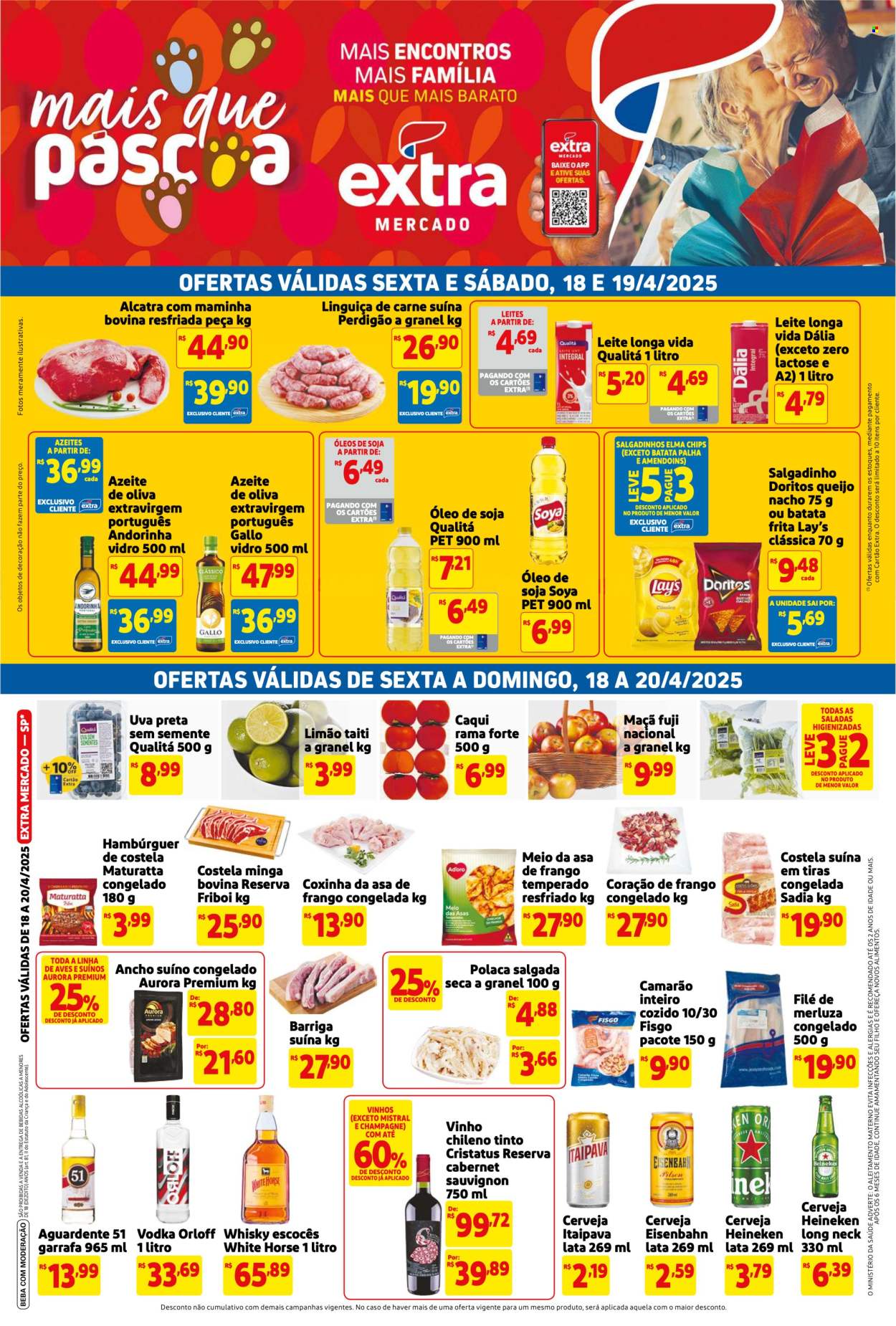Folheto Mercado Extra - 18/04/2025 - 20/04/2025. Página 1