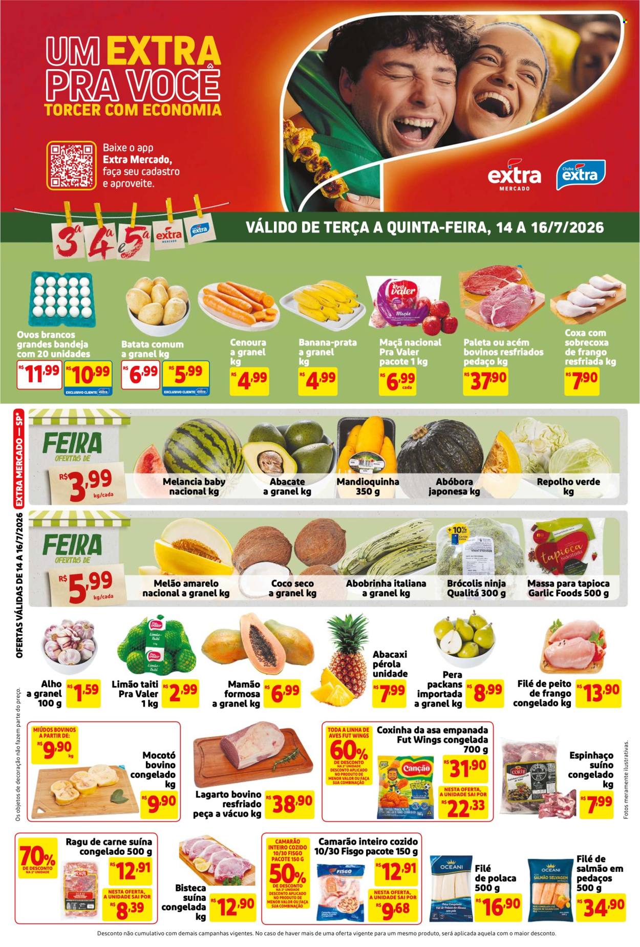 Folheto Mercado Extra - 14/07/2026 - 16/07/2026. Página 1