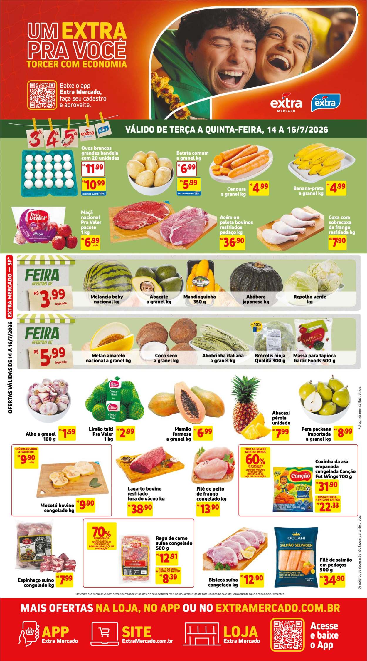 Folheto Mercado Extra - 14/07/2026 - 16/07/2026. Página 1