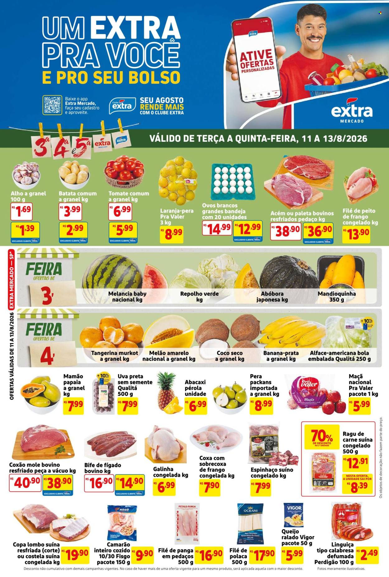 Folheto Mercado Extra - 11/08/2026 - 13/08/2026. Página 1