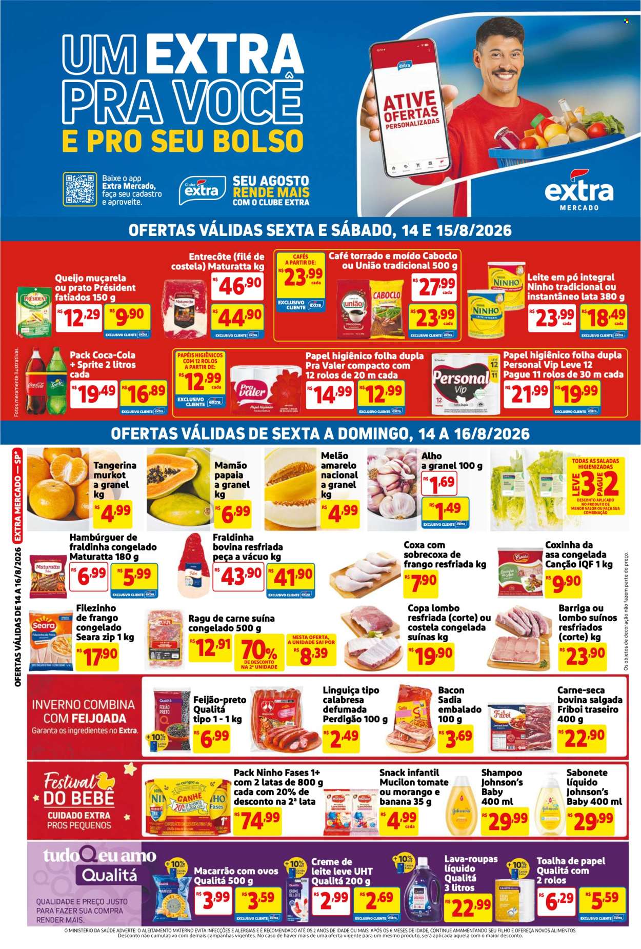 Folheto Mercado Extra - 14/08/2026 - 16/08/2026. Página 1