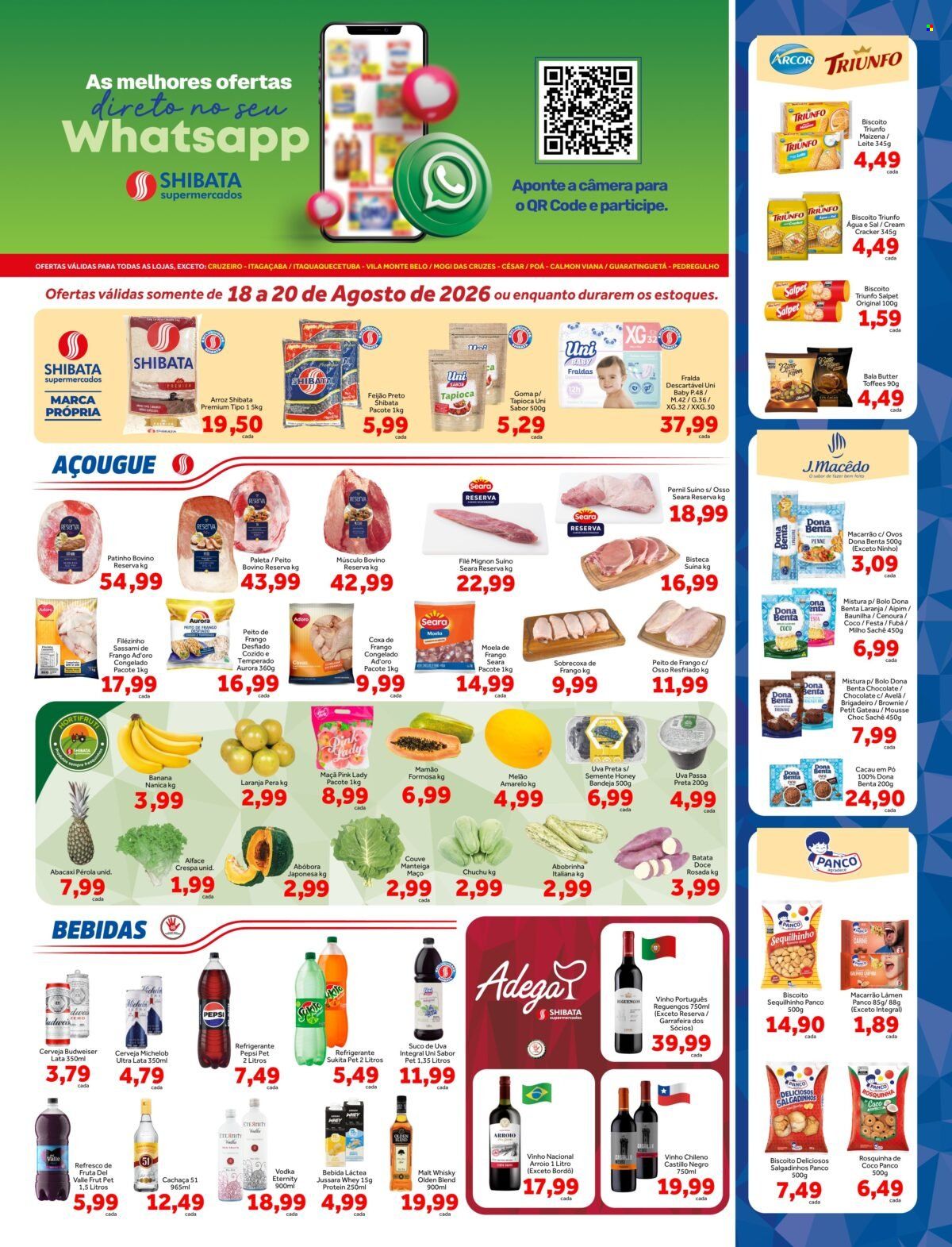 Folheto Shibata Supermercados - 18/08/2026 - 20/08/2026. Página 1