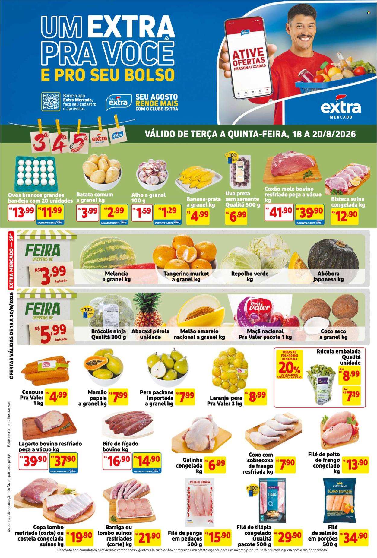 Folheto Mercado Extra - 18/08/2026 - 20/08/2026. Página 1