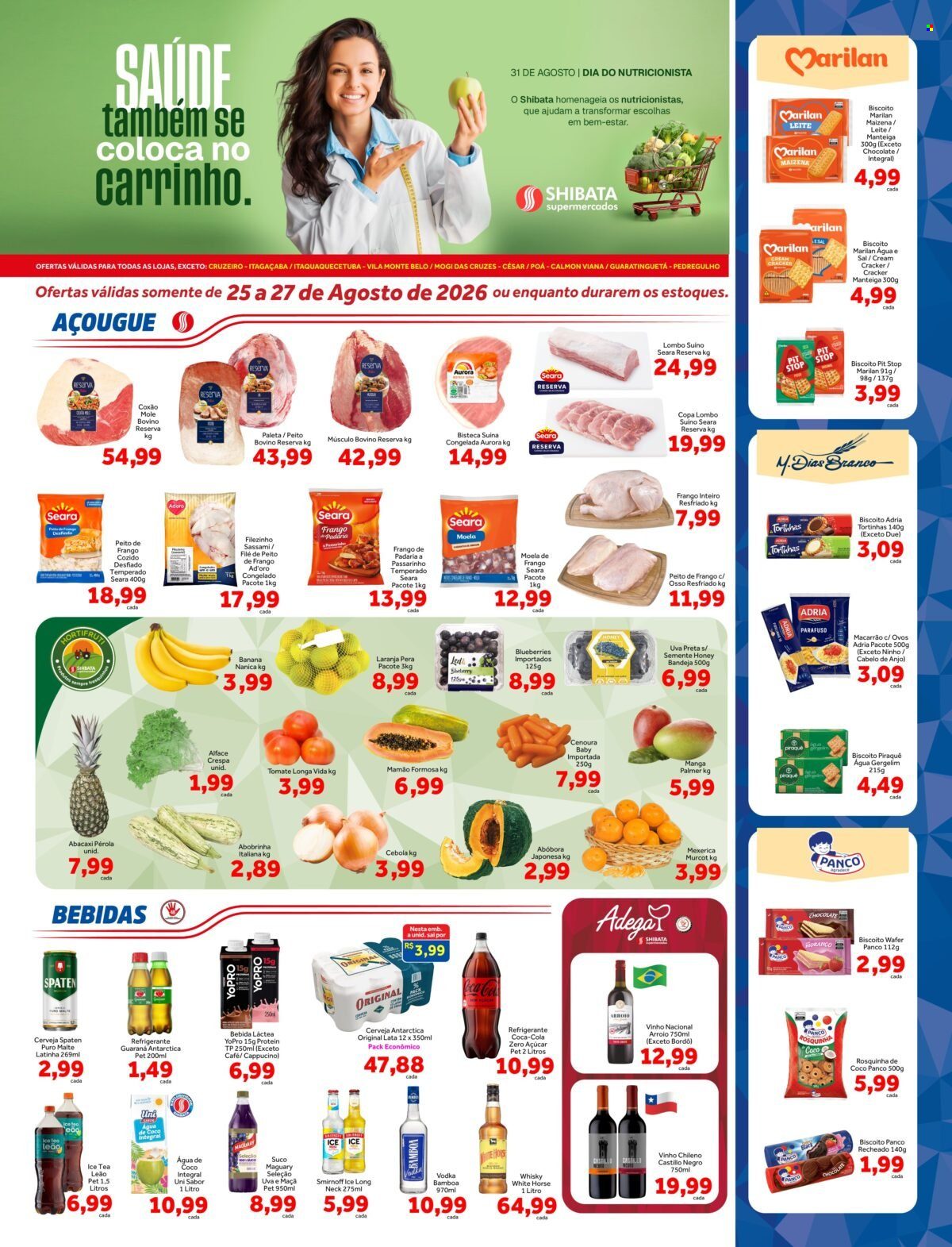 Folheto Shibata Supermercados - 25/08/2026 - 27/08/2026. Página 1