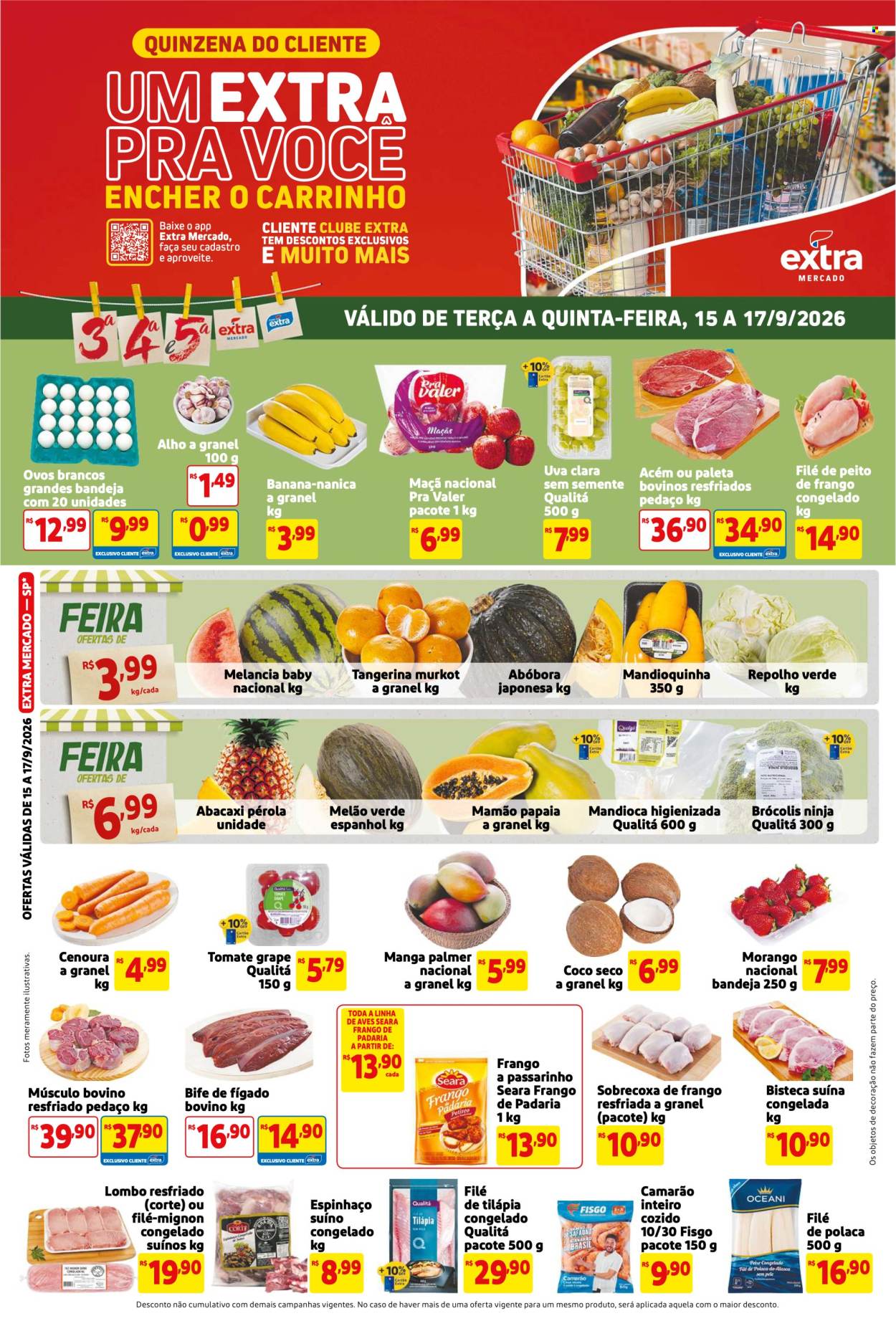 Folheto Mercado Extra - 15/09/2026 - 17/09/2026. Página 1