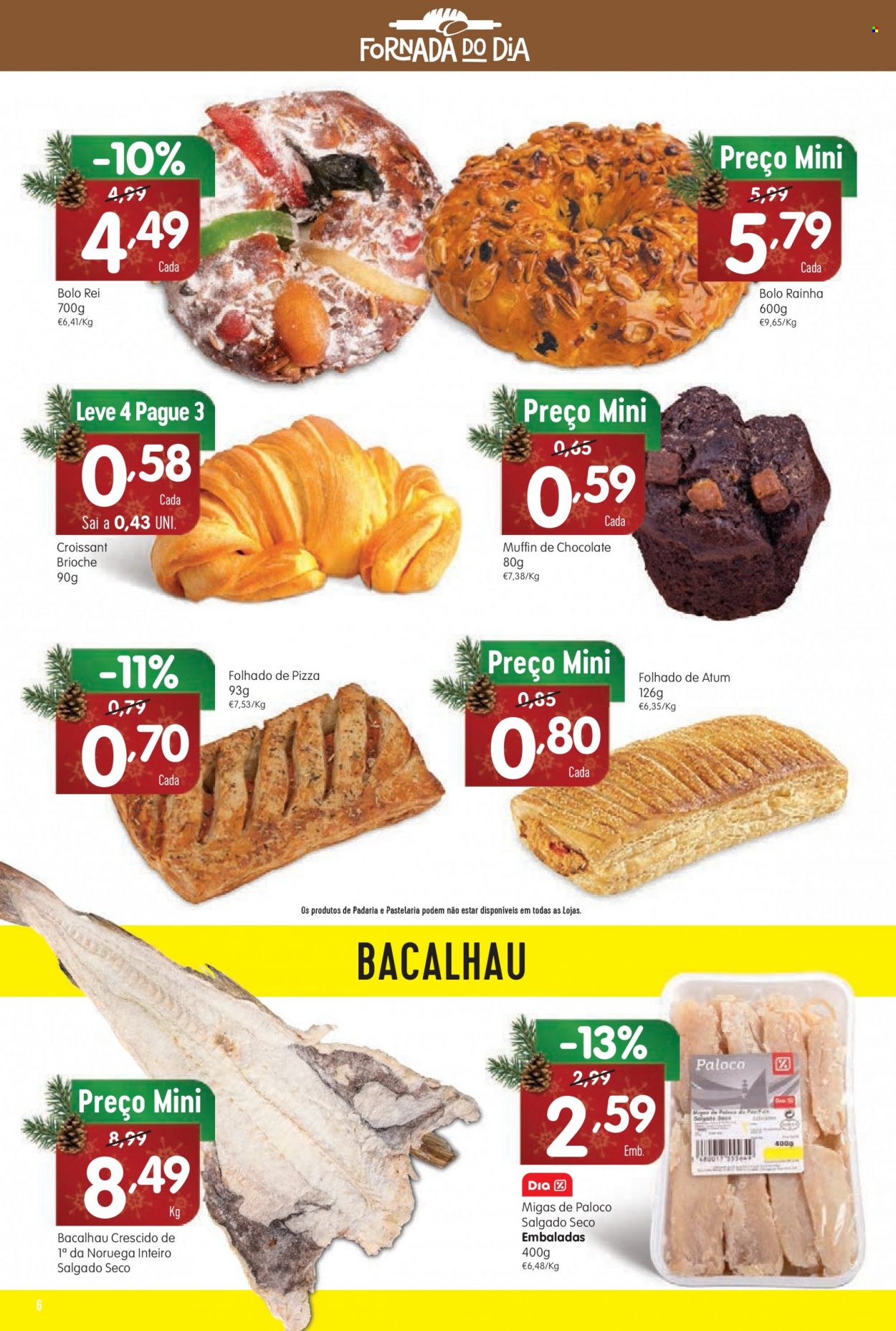 thumbnail - Folheto Minipreço - 4.11.2021 - 10.11.2021 - Produtos em promoção - bolo, muffin, brioche, croissant, bacalhau, atum, paloco. Página 6.