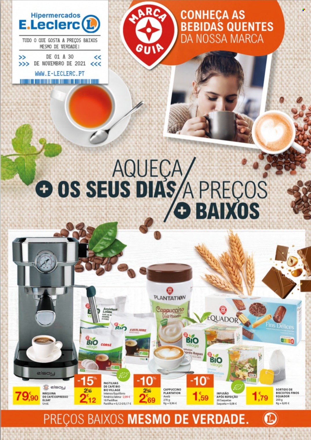 thumbnail - Folheto E.Leclerc - 1.11.2021 - 30.11.2021 - Produtos em promoção - saqueta, máquina de café. Página 1.