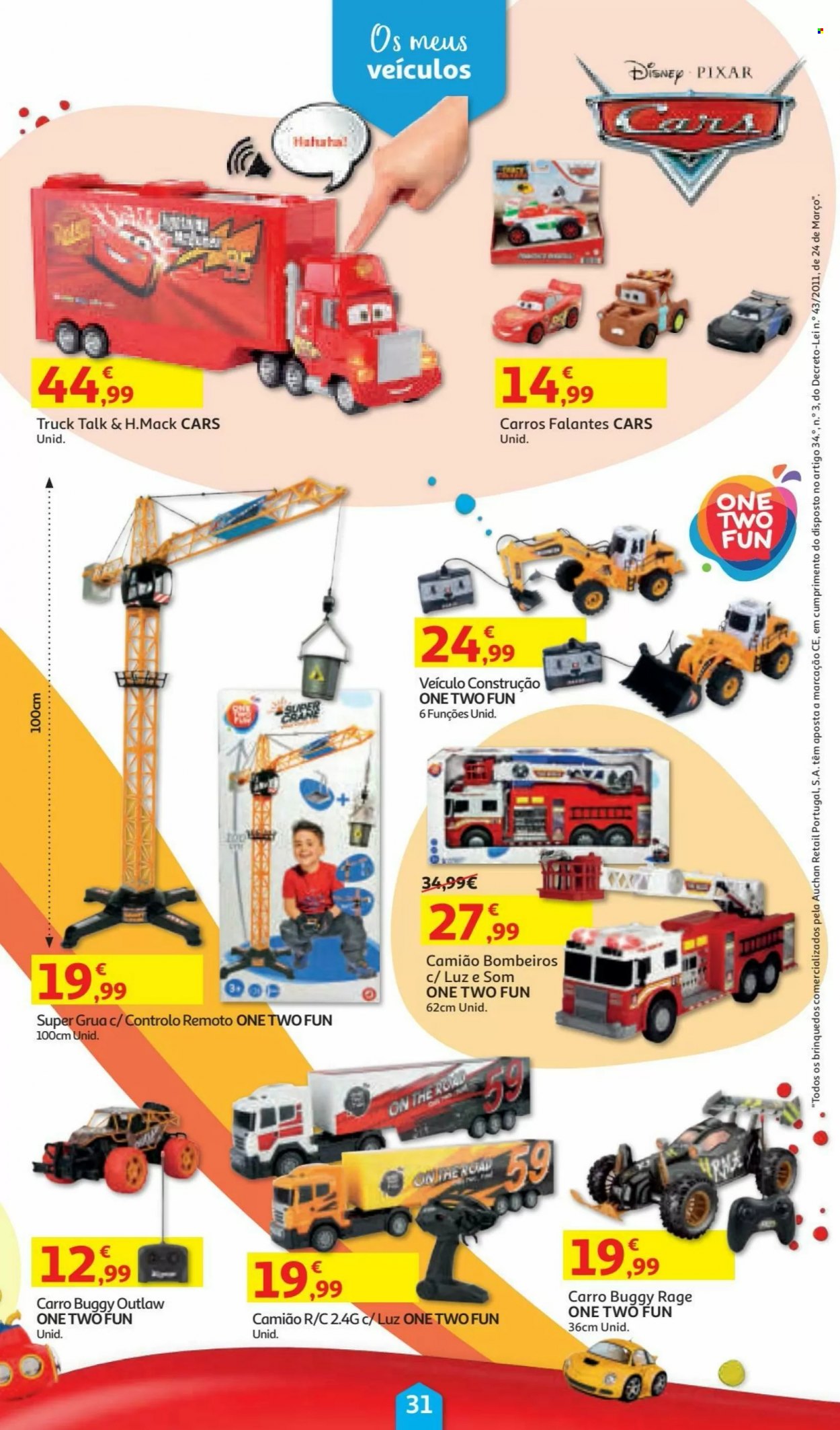 thumbnail - Folheto Auchan - 5.11.2021 - 24.12.2021 - Produtos em promoção - Disney, Cars, carro brinquedo. Página 31.